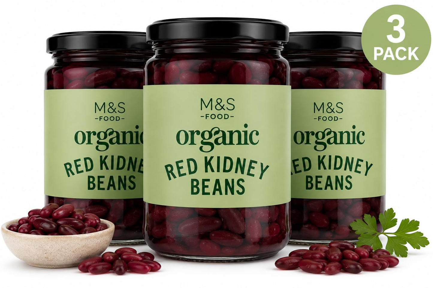 M&S Organic Red Kidney Beans 430g, Pack of 3