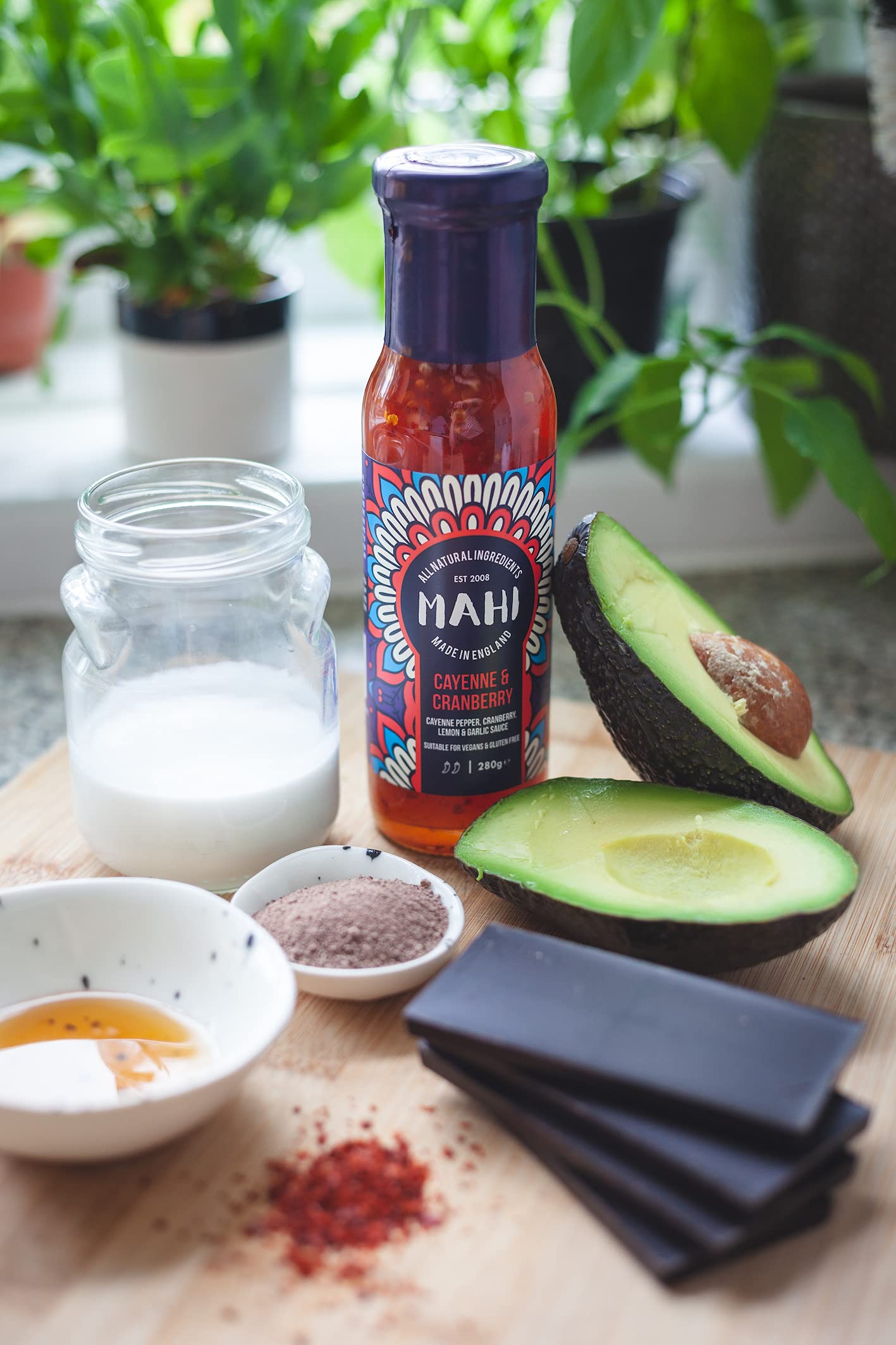 MAHI Cayenne & Cranberry Pepper Sauce - Sweet Chilli Mild Spicy Heat, Perfect for BBQs & Every Day, Gluten Free (GF) Vegan Sauce, 280g