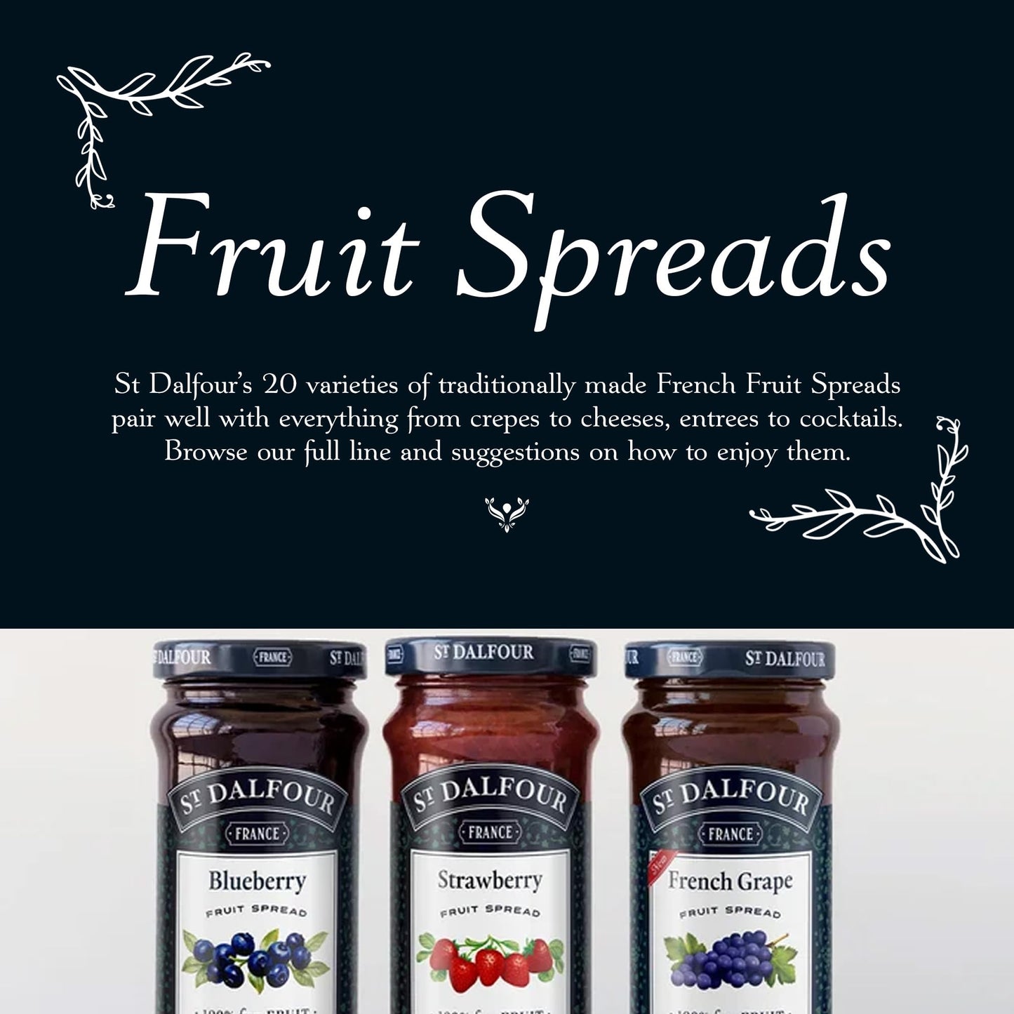 St. Dalfour, Cranberry, Deluxe Cranberry with Blueberry Fruit Spread, 10 oz (284 g)