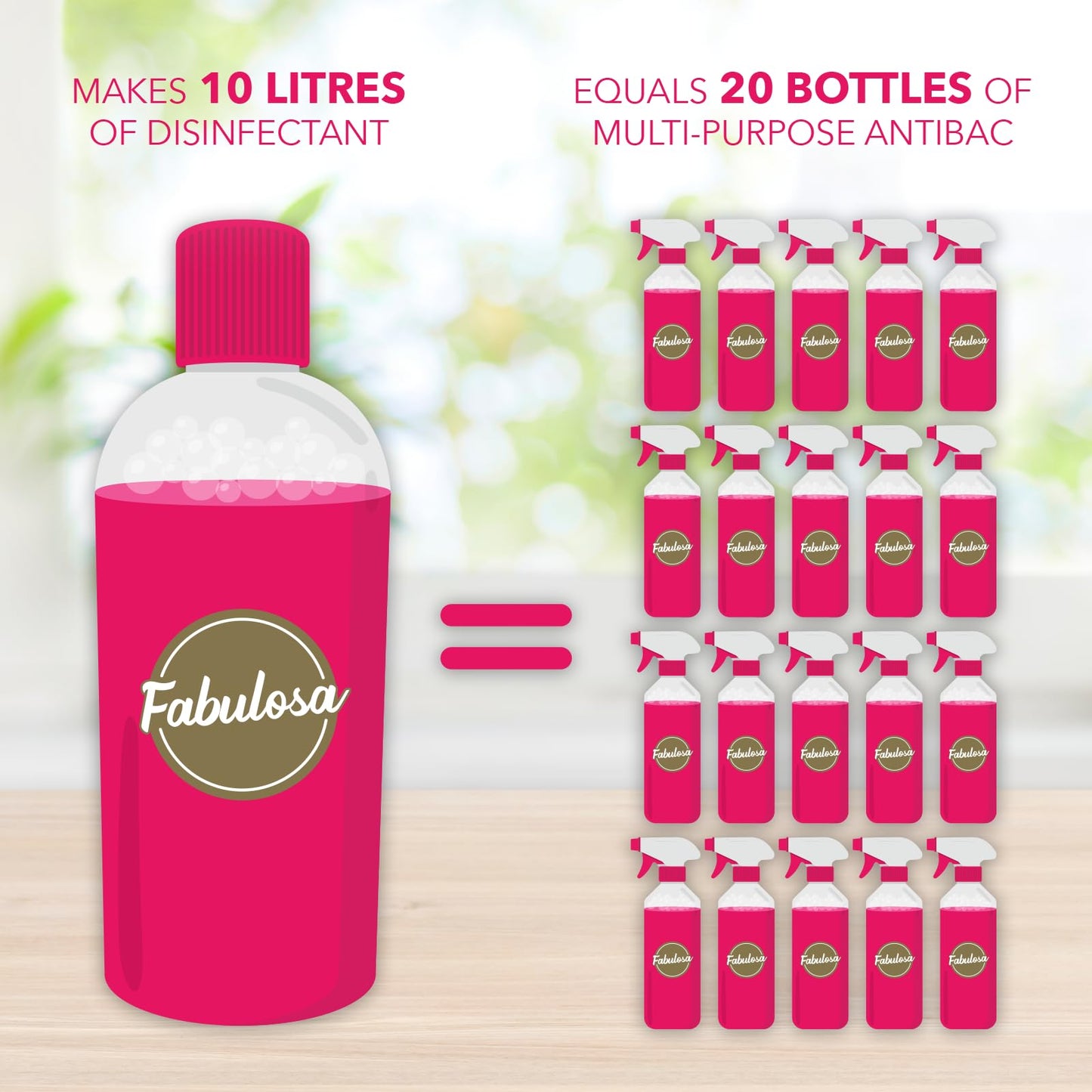 Fabulosa 4 in 1 Concentrated Antibacterial Disinfectant All Purpose Cleaner, 220ml, 6 Pack
