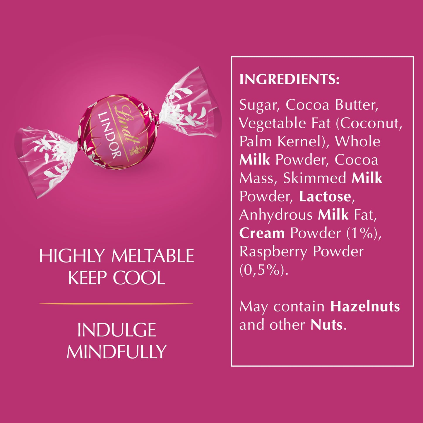 Lindt Lindor Raspberry and Cream Chocolate Truffles – 200g Box (Approx. 16 Balls) – Smooth Filling – Christmas, Gift, Birthday, Congratulations Treat