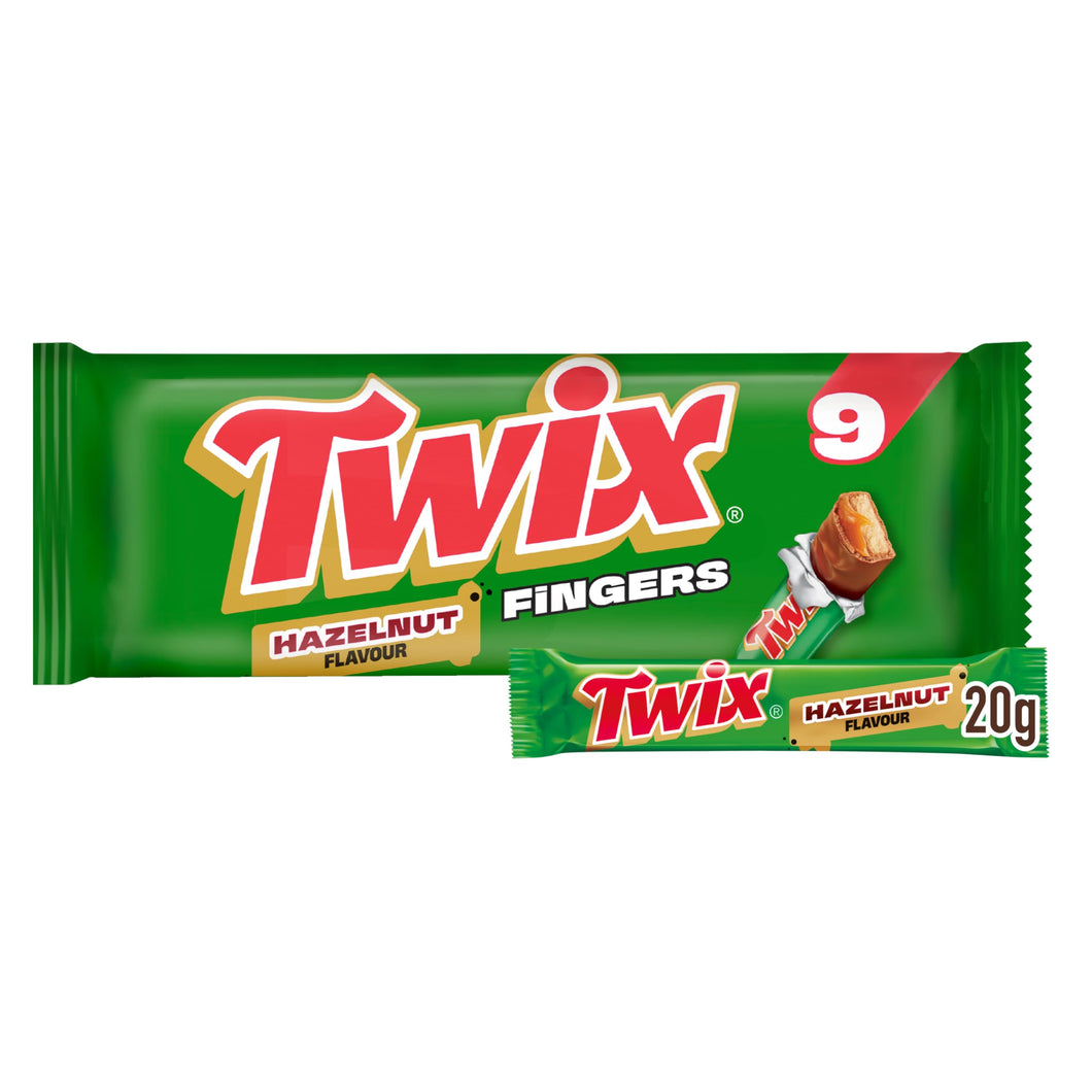 Twix Hazelnut Multipack Chocolate Bars 9 x 20g – Milk Chocolate Biscuit Fingers, Multipack for Sharing