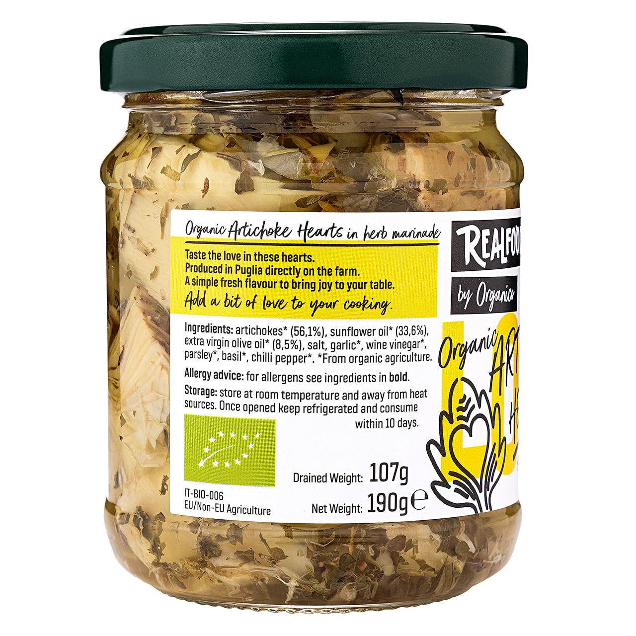 Realfoods by Organico Organic Artichoke Hearts 190g