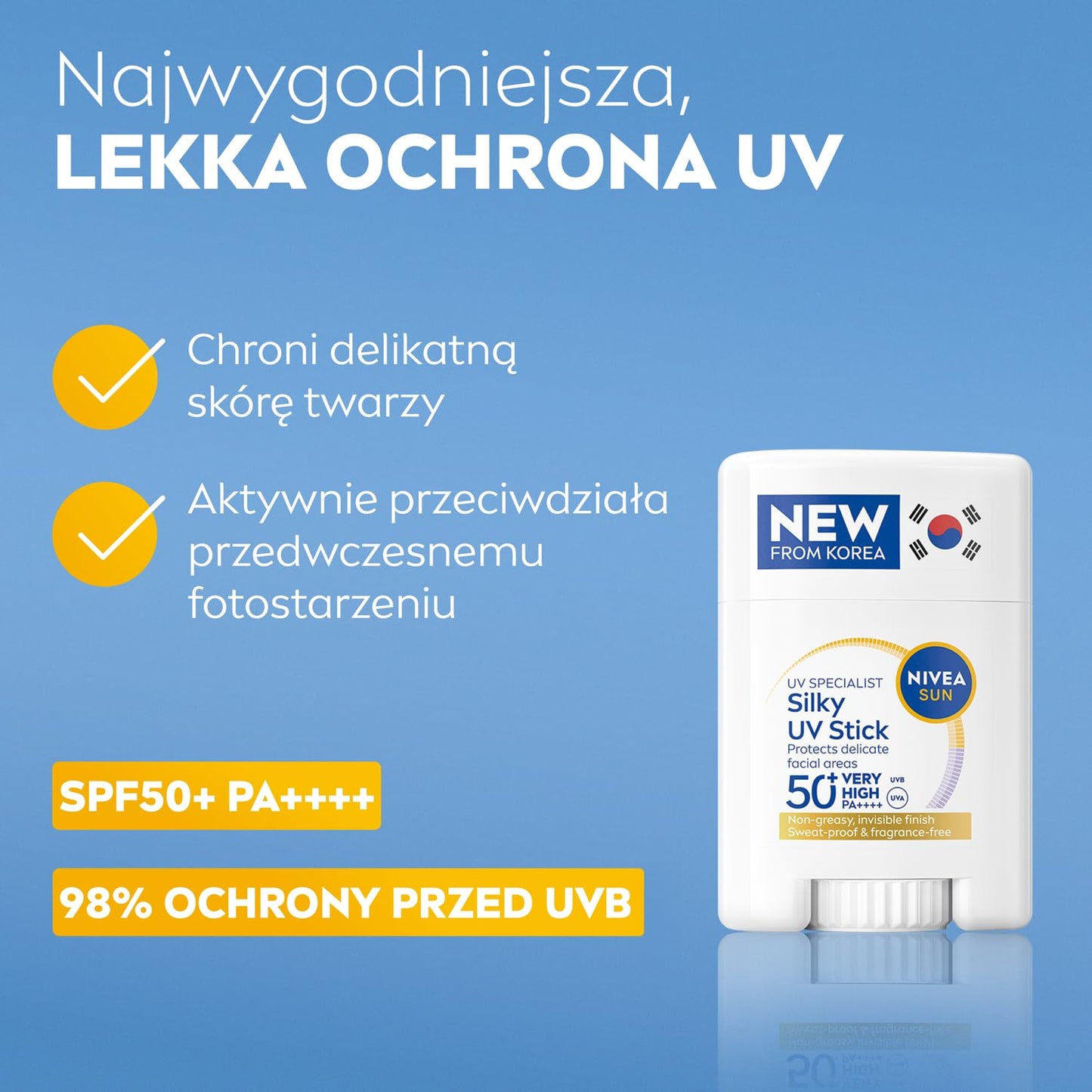 NIVEA SUN Breathable UV Specialist Silky UV Sun Stick SPF 50+ (15g), Lightweight and Non-Greasy Sunscreen, Invisible on All Skin Tones, Korean Stick Technology