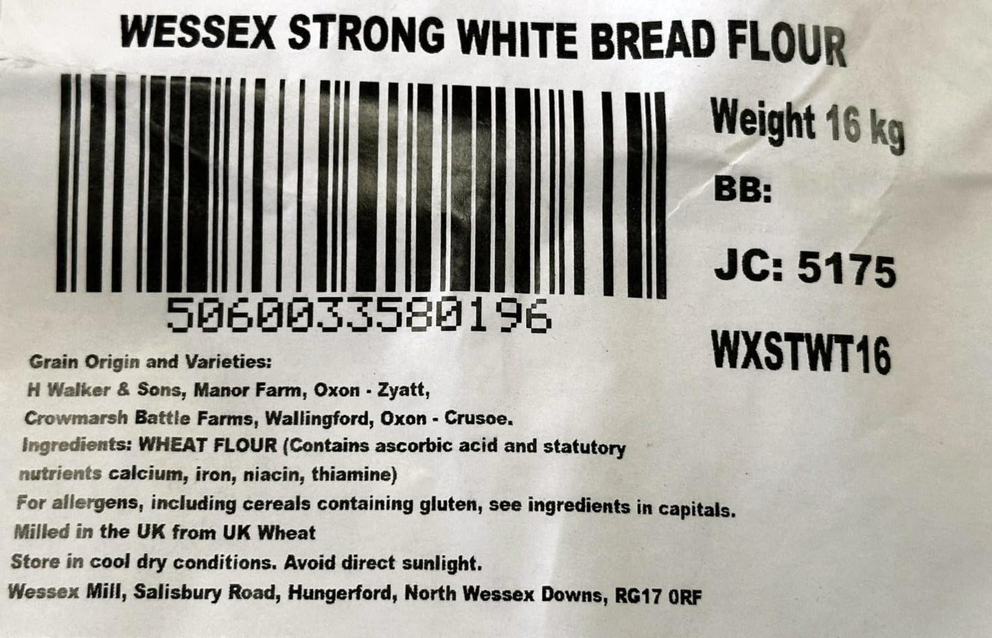 Wessex Mill Strong White Bread Flour - 16kg | High Protein Bread Flour