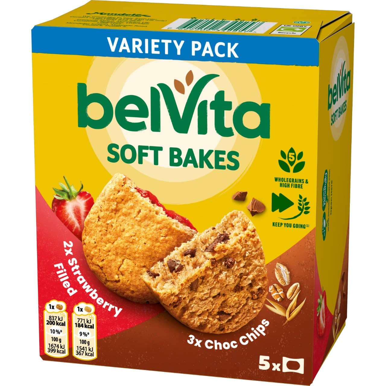 Belvita Softs Bakes, Strawberry Filled & Choc Chips 250 g (Pack of 1)