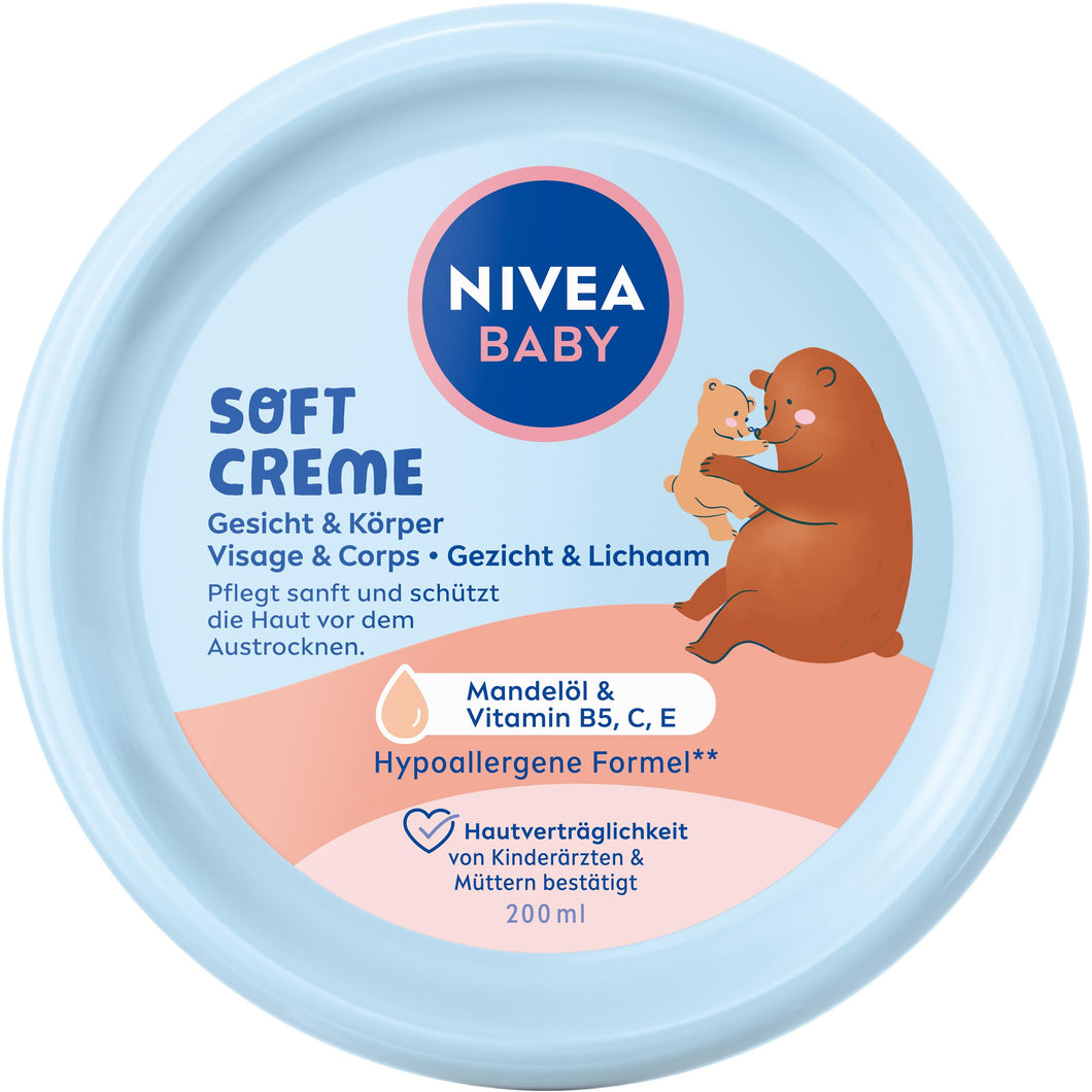 NIVEA BABY Soft moisturising cream with almond oil, 200ml