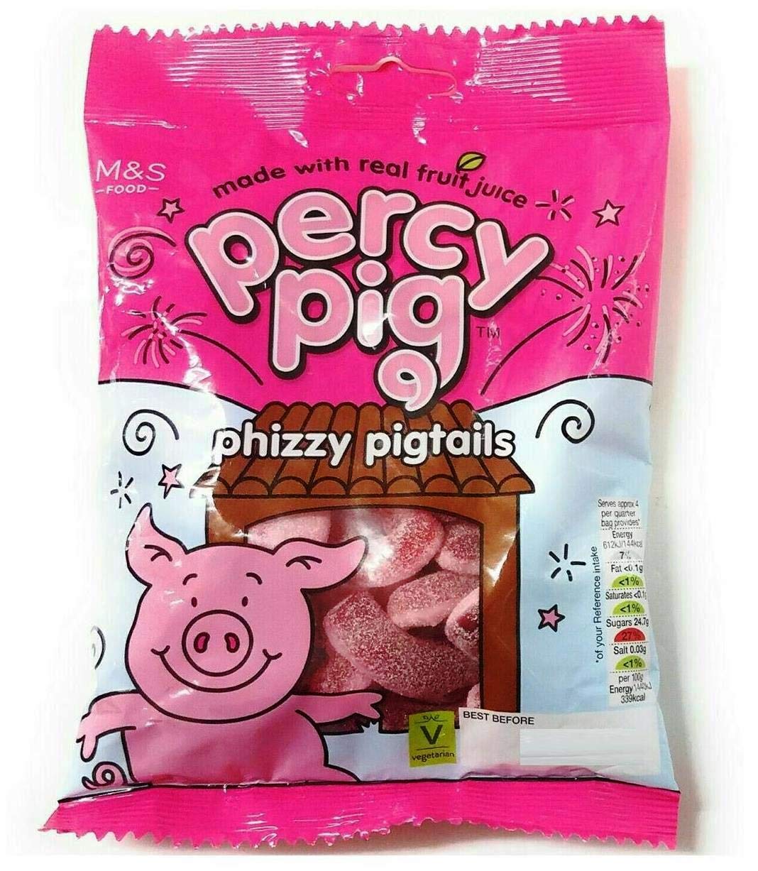 Marks & Spencer | Percy Pigs Phizzy Pig Tails Fruity Soft Gums With a Fizzy Hint | 2 x 170g Bags