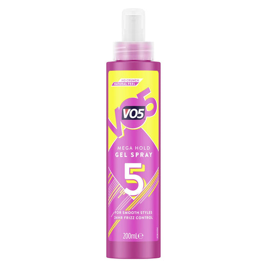 VO5 Mega Hold Gel Spray 200ml, Extra Strong Hair Styling Spray for Hold & Control