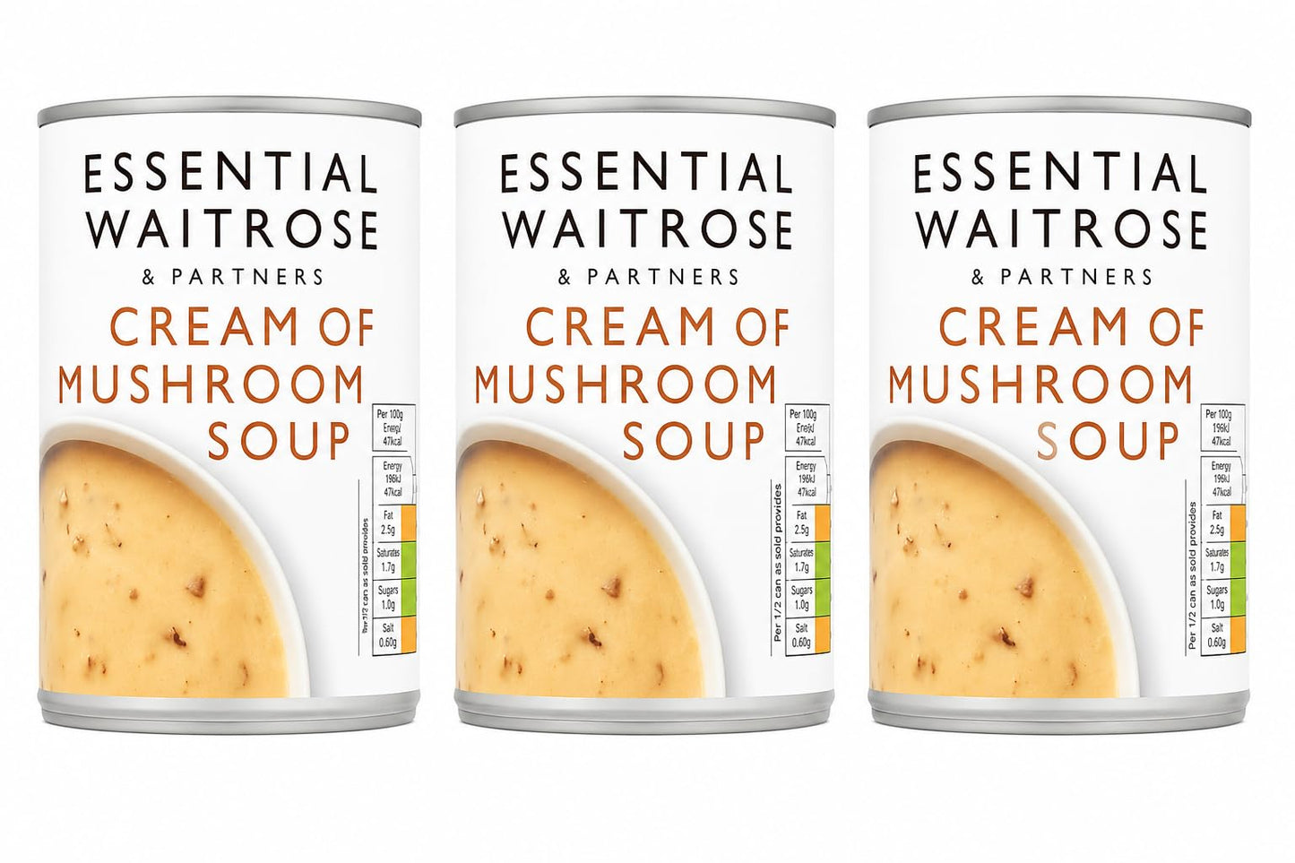 Waitrose Cream of Mushroom Soup 400g, Pack of 3