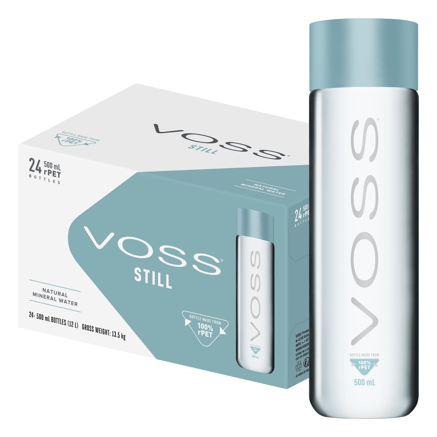 VOSS Still Water – Premium Naturally Pure Water - PET Plastic Water Bottles for On-the-Go Hydration