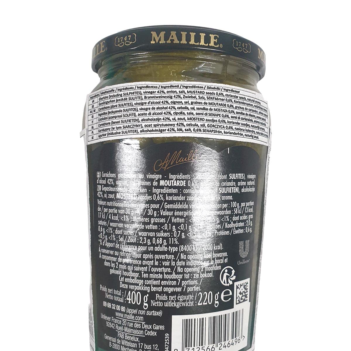 Mall mini cucumber gherkin extra fine 400 grams