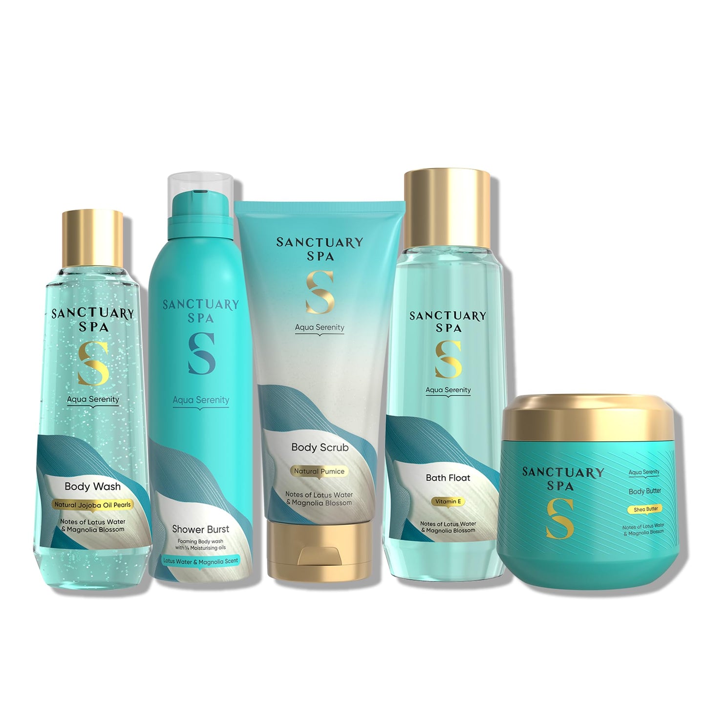 Sanctuary Spa Aqua Serenity Body Scrub, 200ml, Gentle Exfoliating Gel with Natural Pumice, Lotus Water & Magnolia Blossom – Refreshing Ocean-Inspired Fragrance for Smooth, Soft Skin