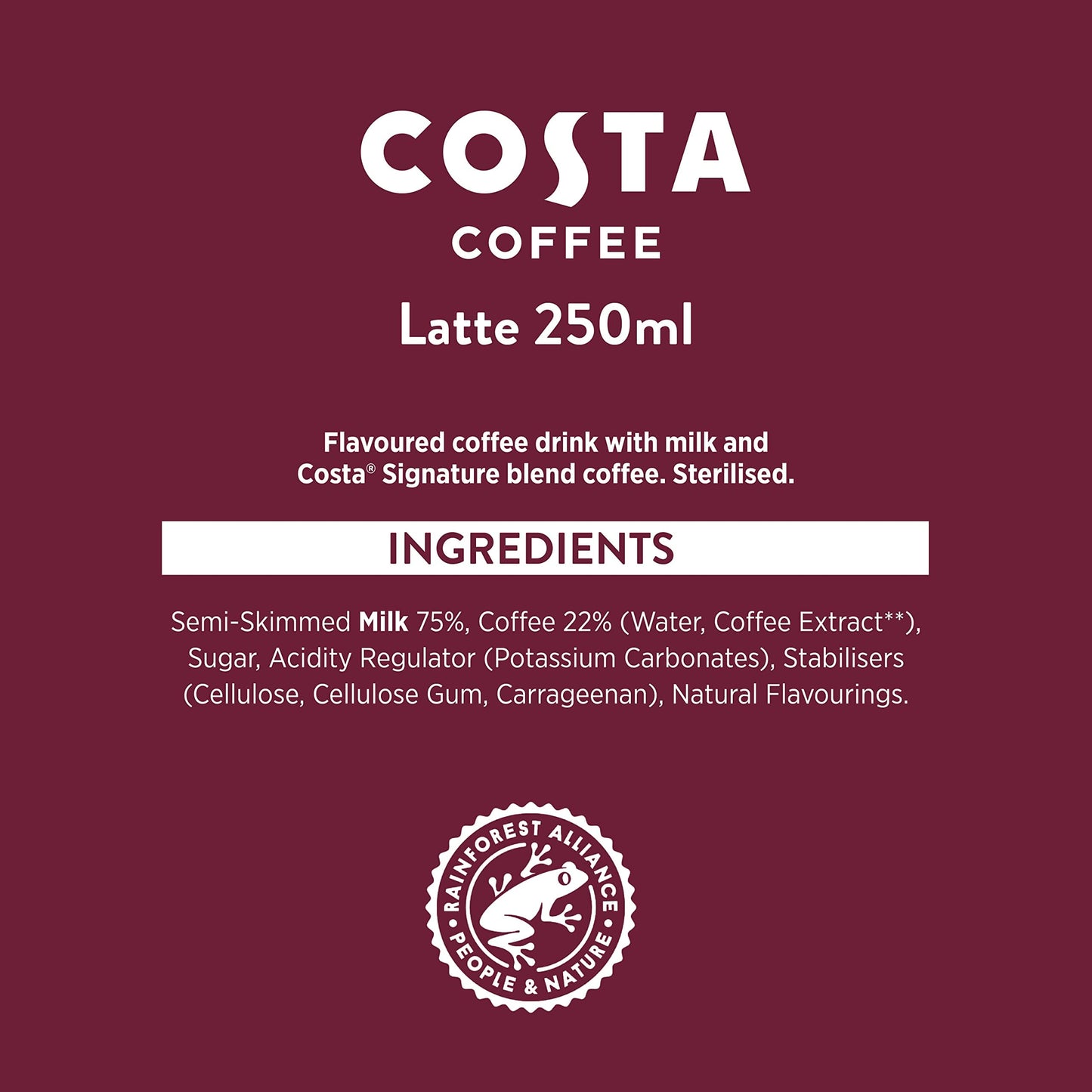 Costa Coffee Classic Latte Iced Coffee 4 x 250ml