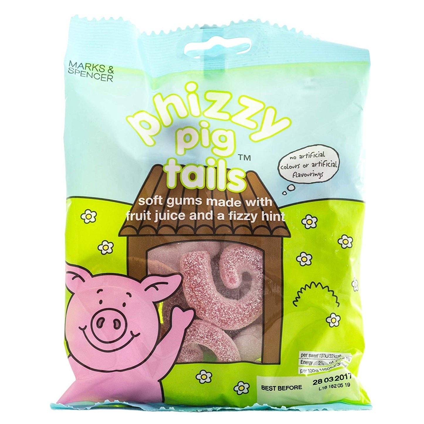 Marks & Spencer Percy Pig Phizzy Pig Tails 170g | Vegetarian Sweets