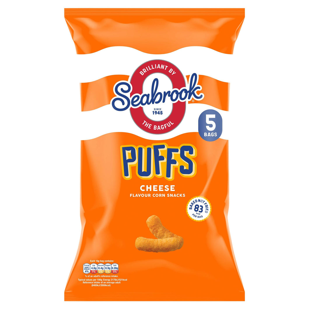 Seabrook Puffs Cheese Flavour Corn Snacks 5 x 16g