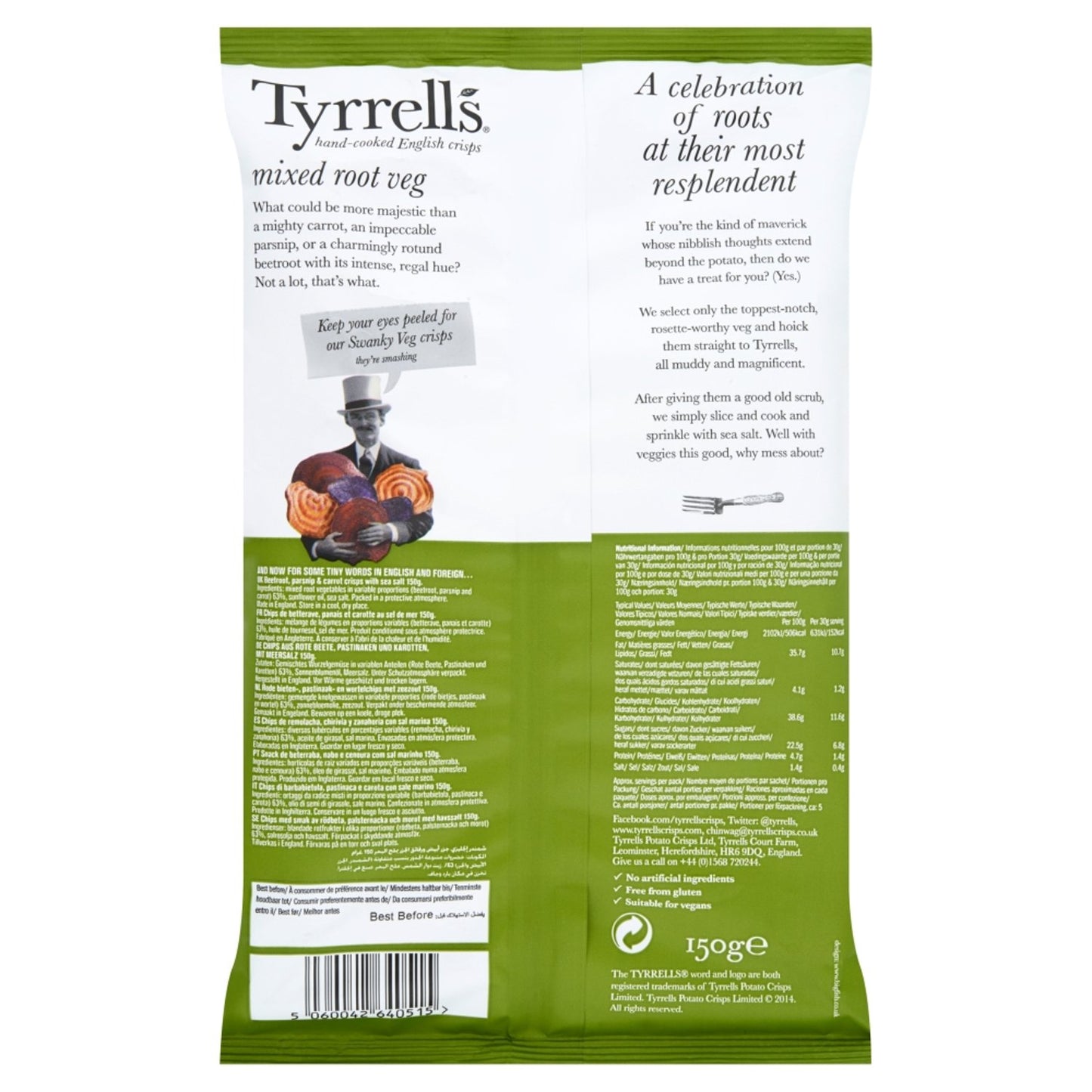 Tyrrells Mixed Root Vegetable Crisp , 125g