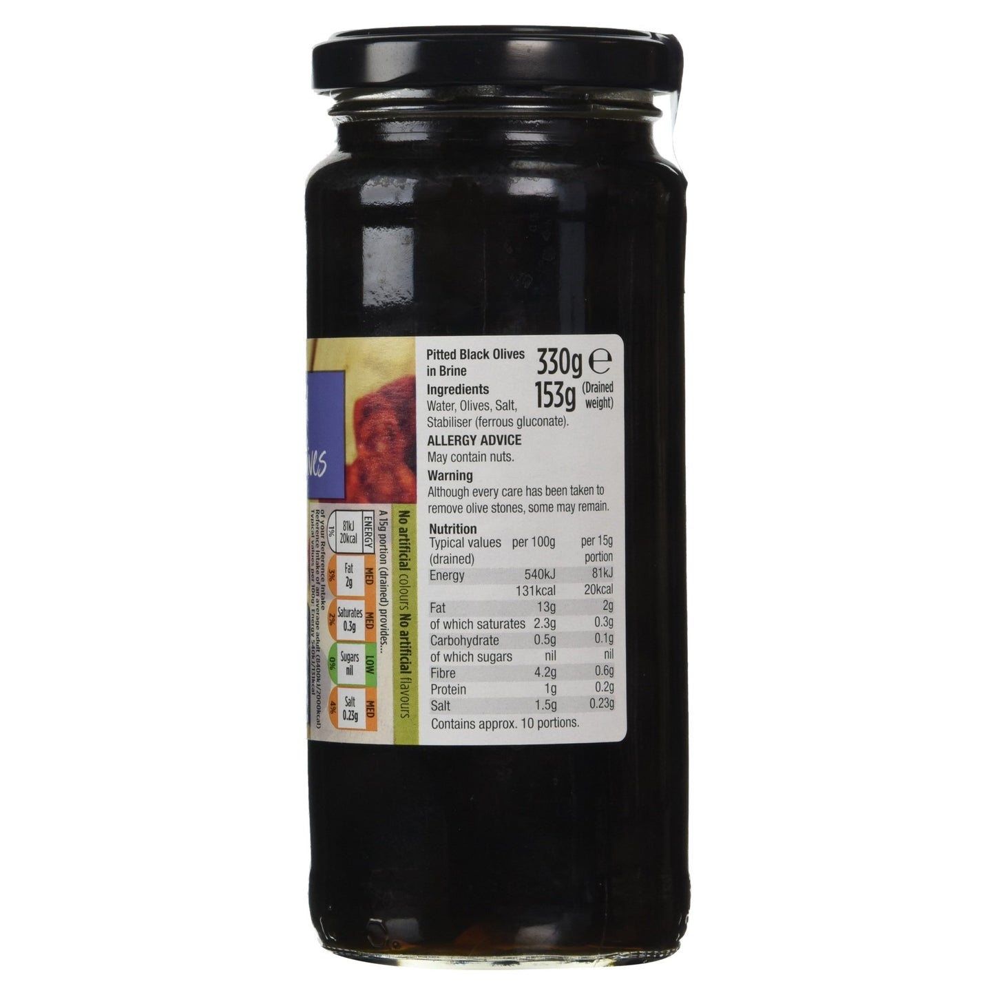 Morrisons Pitted Black Olives, 330g