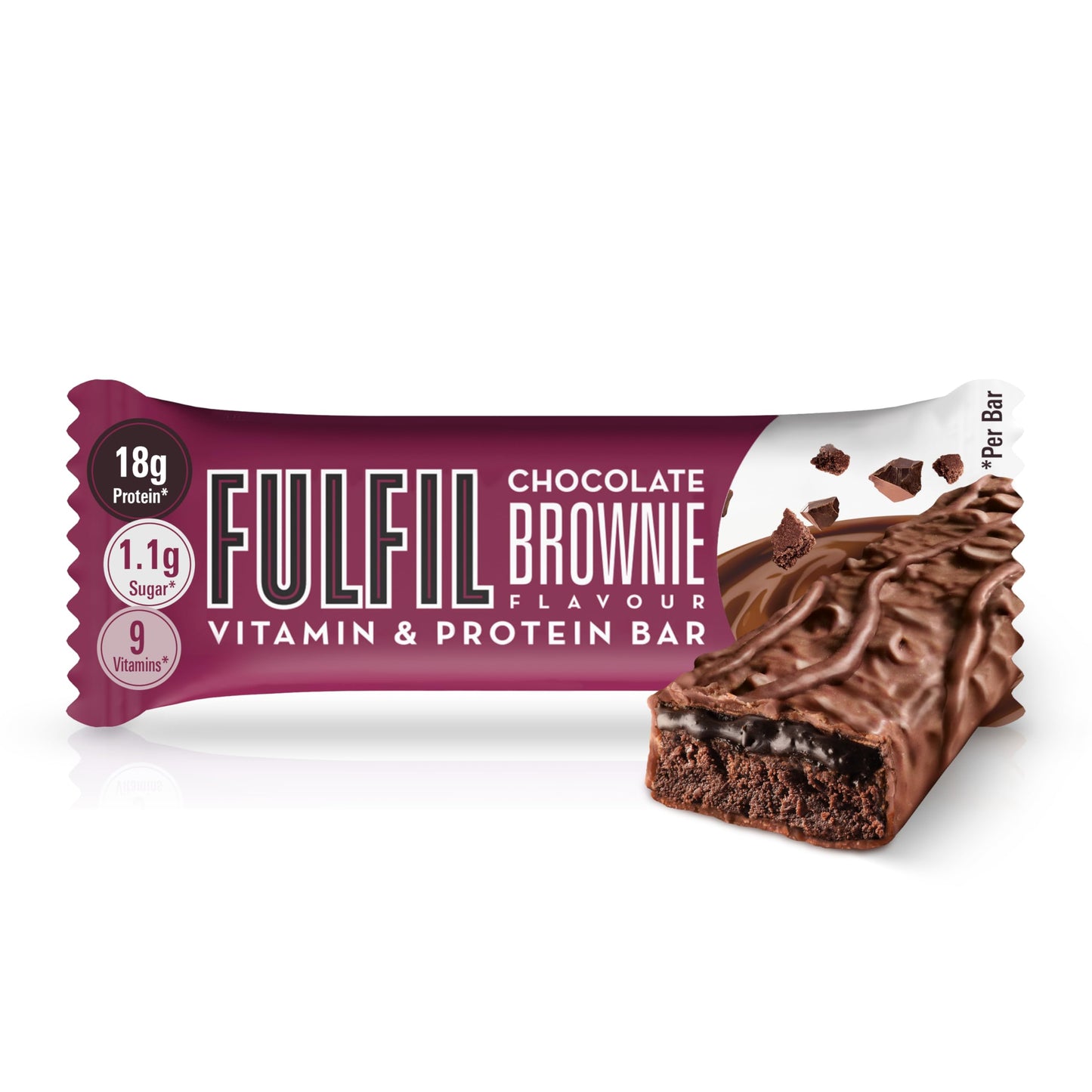 FULFIL Vitamin and Protein Bars, Chocolate Brownie Flavour, 20 g High Protein, 9 Vitamins, Low Sugar