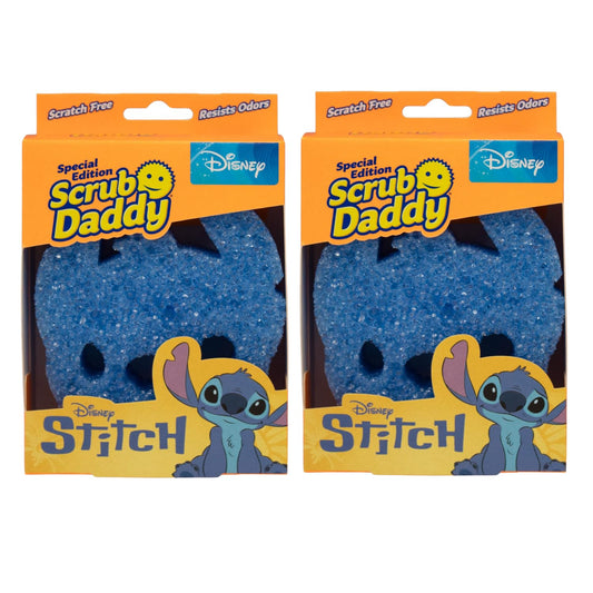 Scrub Daddy Disney Stitch Dish Sponge Twin Pack, Smiley Face Sponges for Cleaning & Washing Up - Kitchen Non Scratch Scourers with FlexTexture Firm & Soft Scrubbing, Dishwashing Scrubber