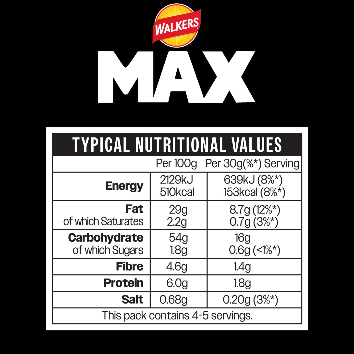 Walkers MAX Portuguese Chorizo & Onion Sharing Crisps 140g