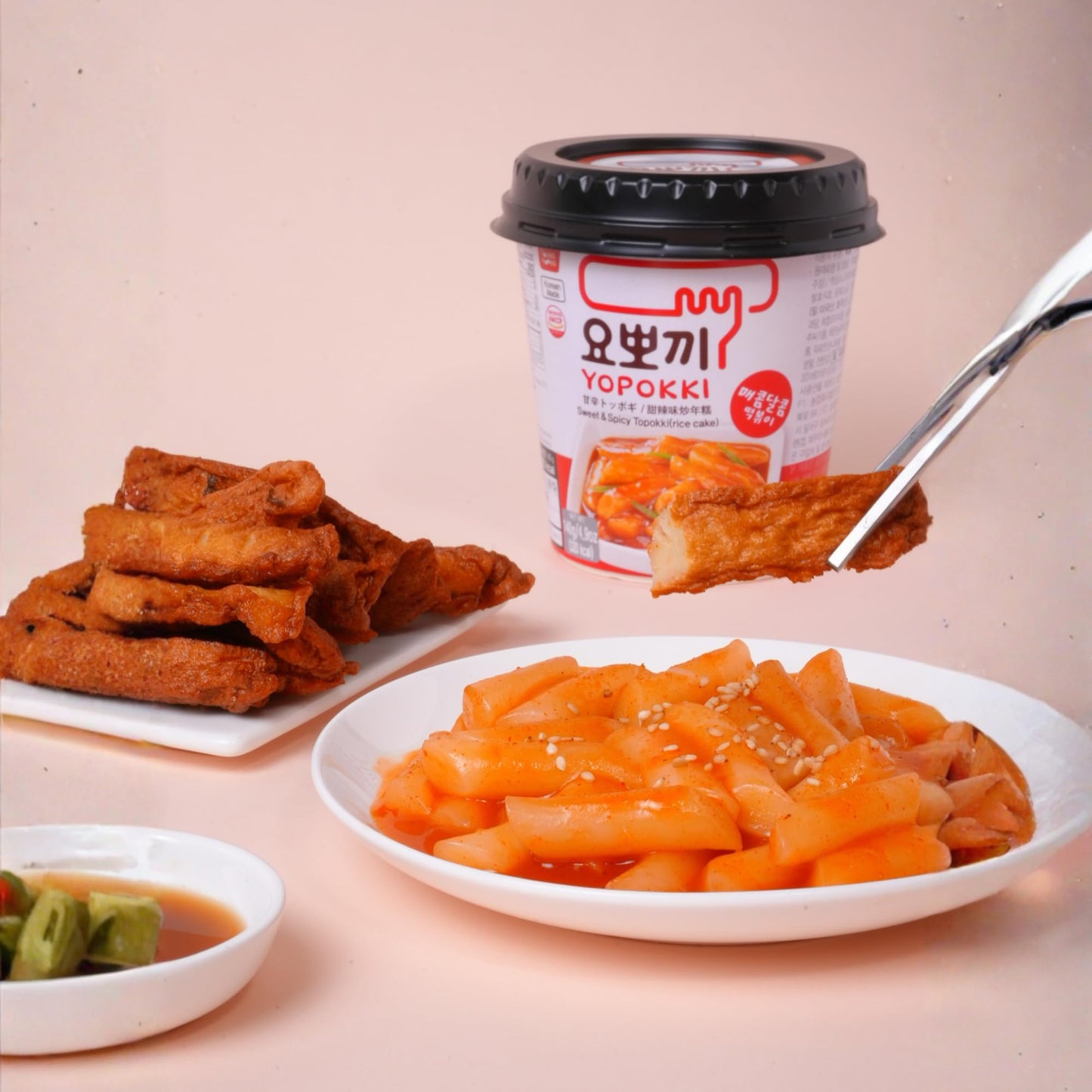 Yopokki Pack of 3 | Available in Cheese, Sweet & Spicy, Jjajang Rice Cake Cup Topokki Tteokbokki - Instant Korean Snack