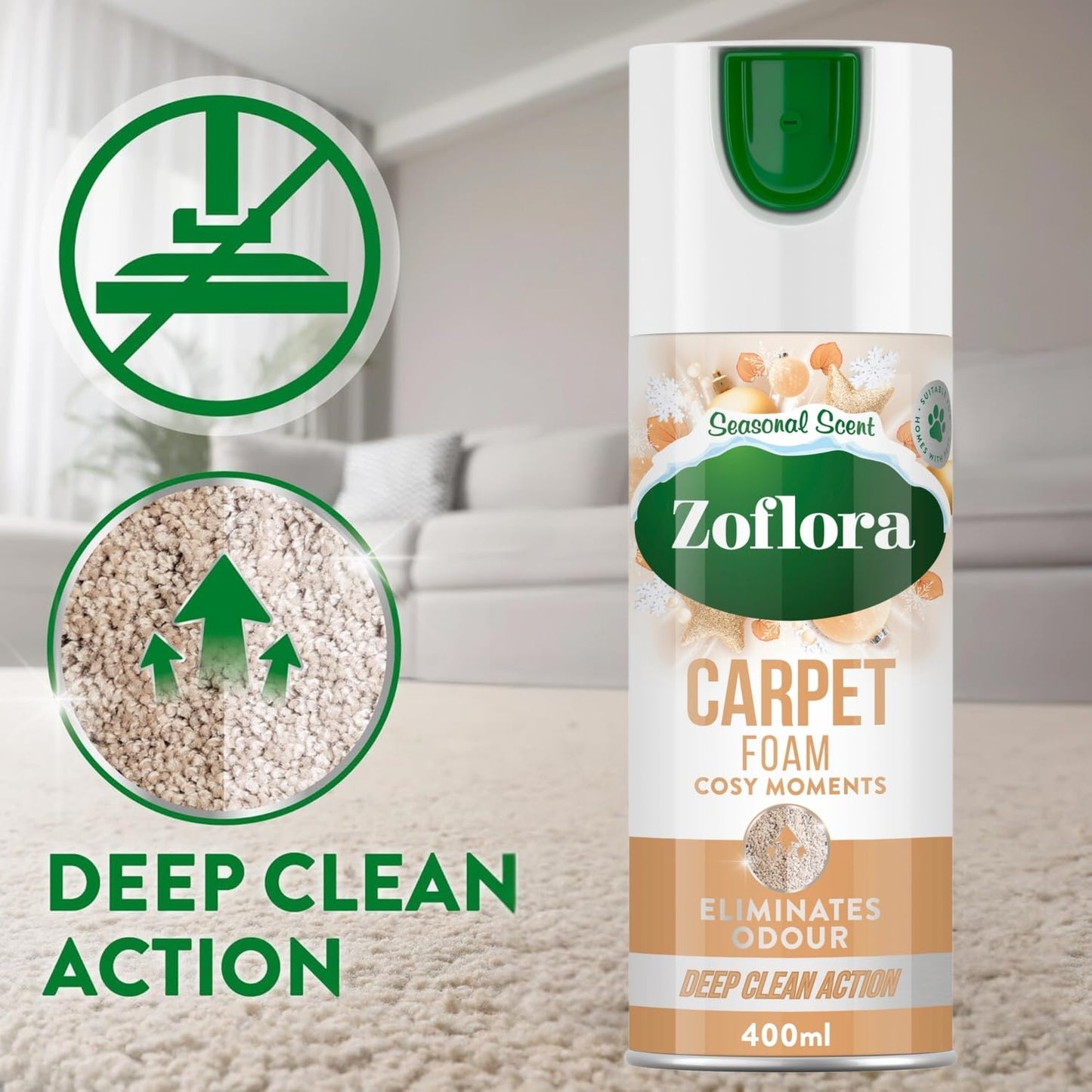 Zoflora Midnight Blooms Carpet Freshener & Care Foam, 1 x 600ml, Carpet Cleaner, Stain Remover Foam for Carpets and Upholstery, Neutralises Odours, Deep Cleans, Pet Safe