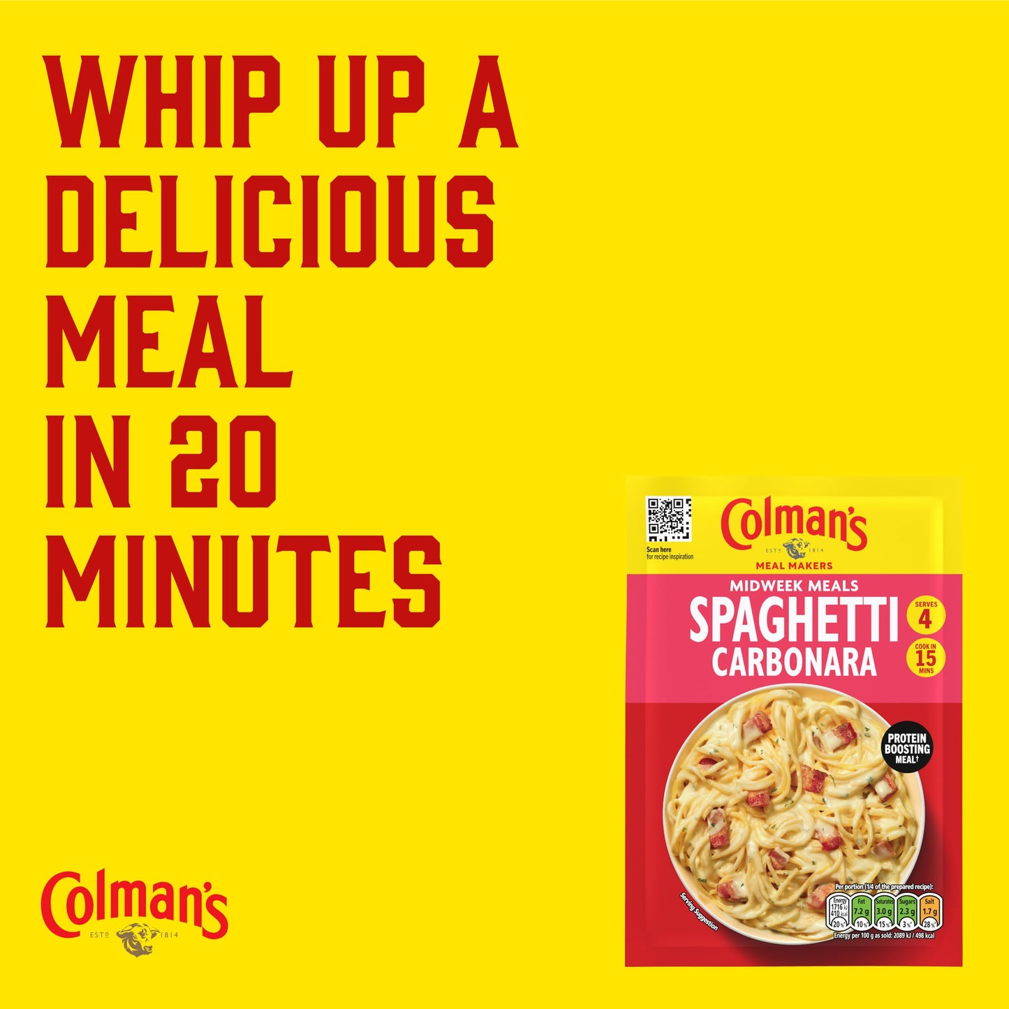 Colman's Midweek Meals Carbonara Meal Maker perfect with spaghetti for a protein-boosting meal† 38 g