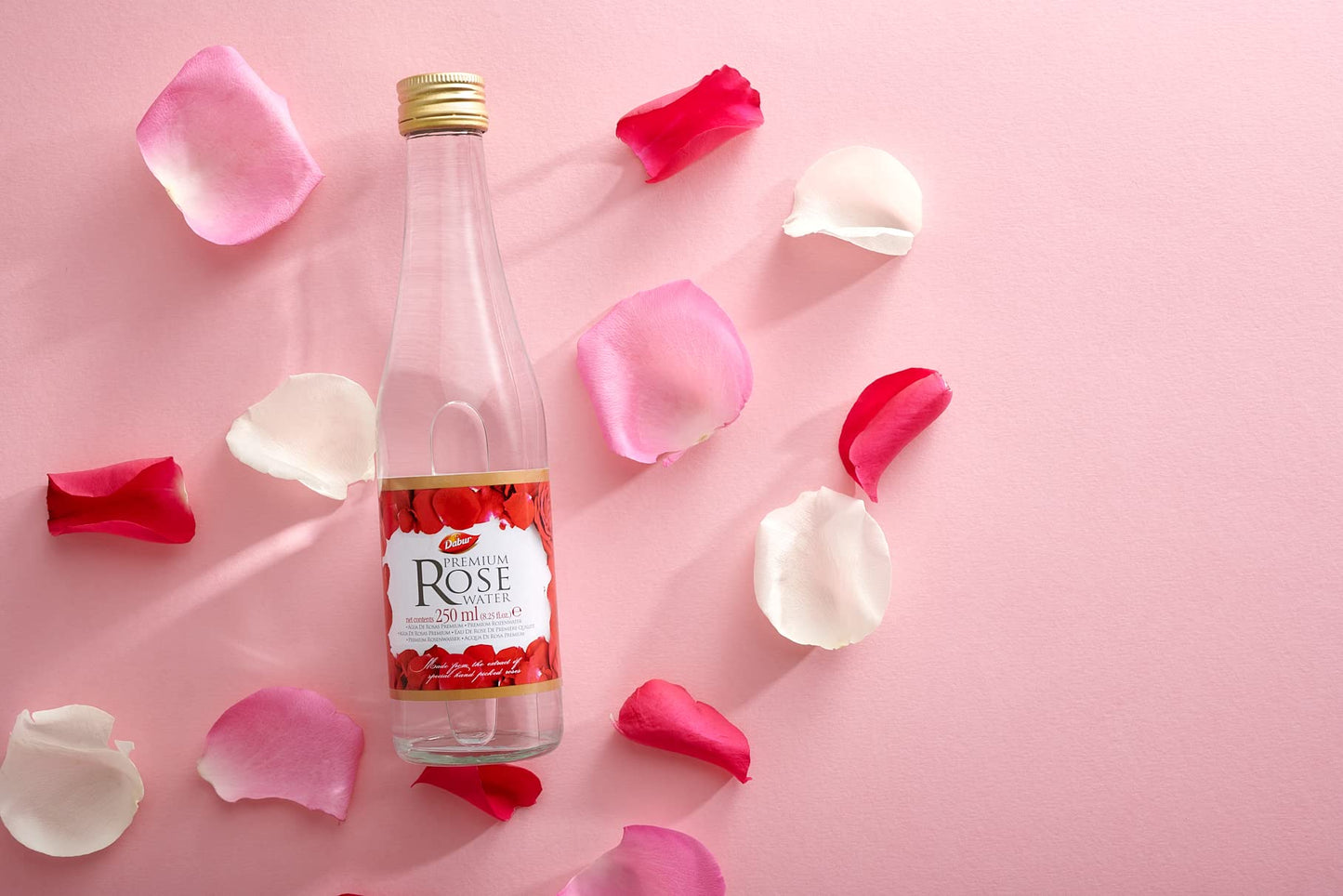Dabur Premium Red Rose Water - 250 ml | 100% Natural Face Toner | Extract of Special Hand Picked Roses | Nourishing & Hydrating Components | For Face, Skin & Hair