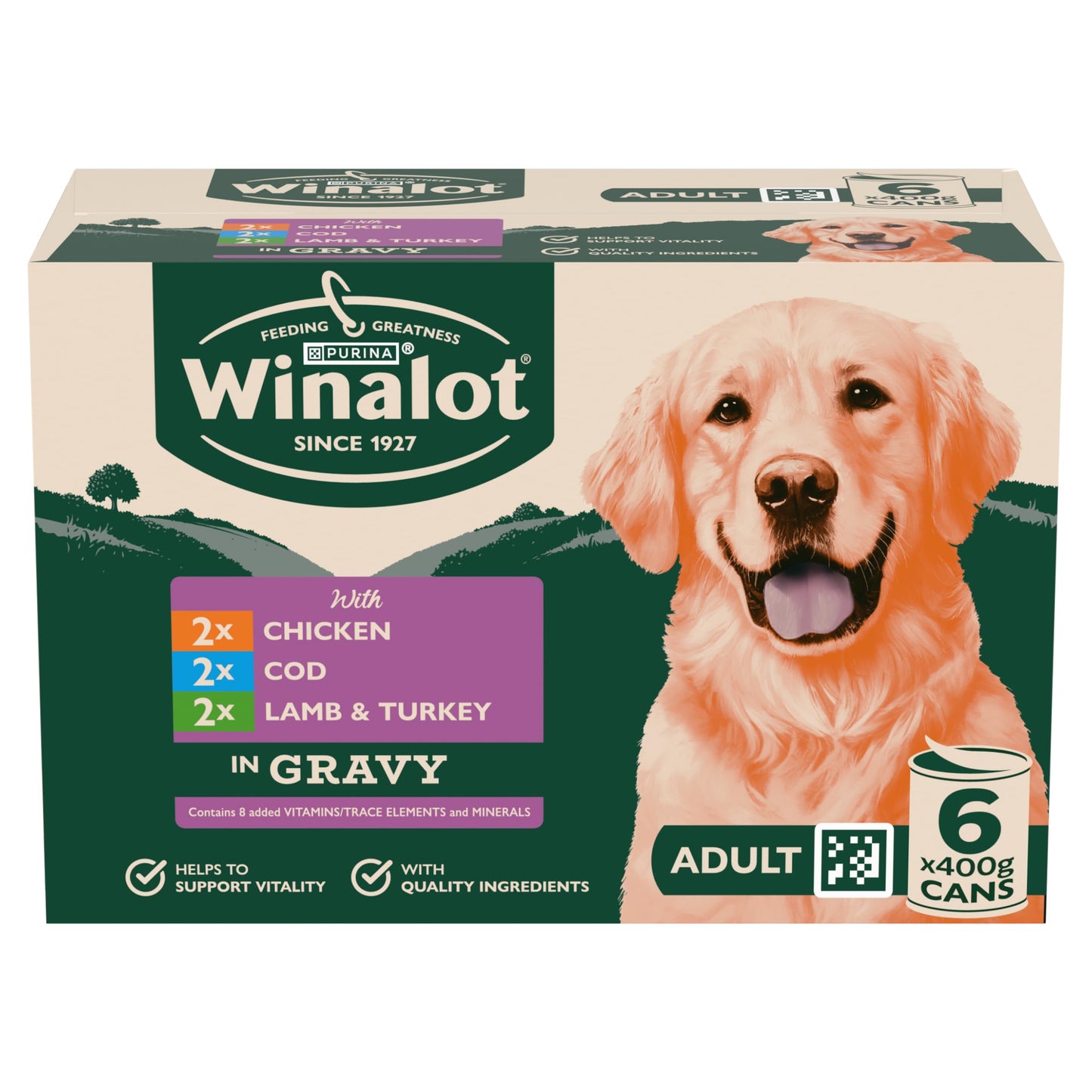 Winalot Cod in Gravy Wet Dog Food 6x400g