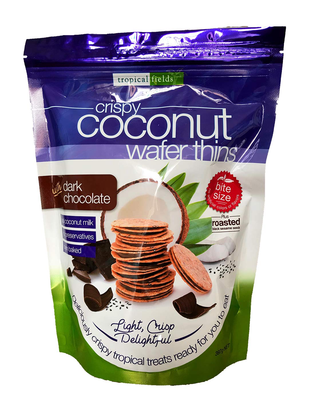 Tropical Fields Crispy Wafer Thins, Coconut, 397 gm