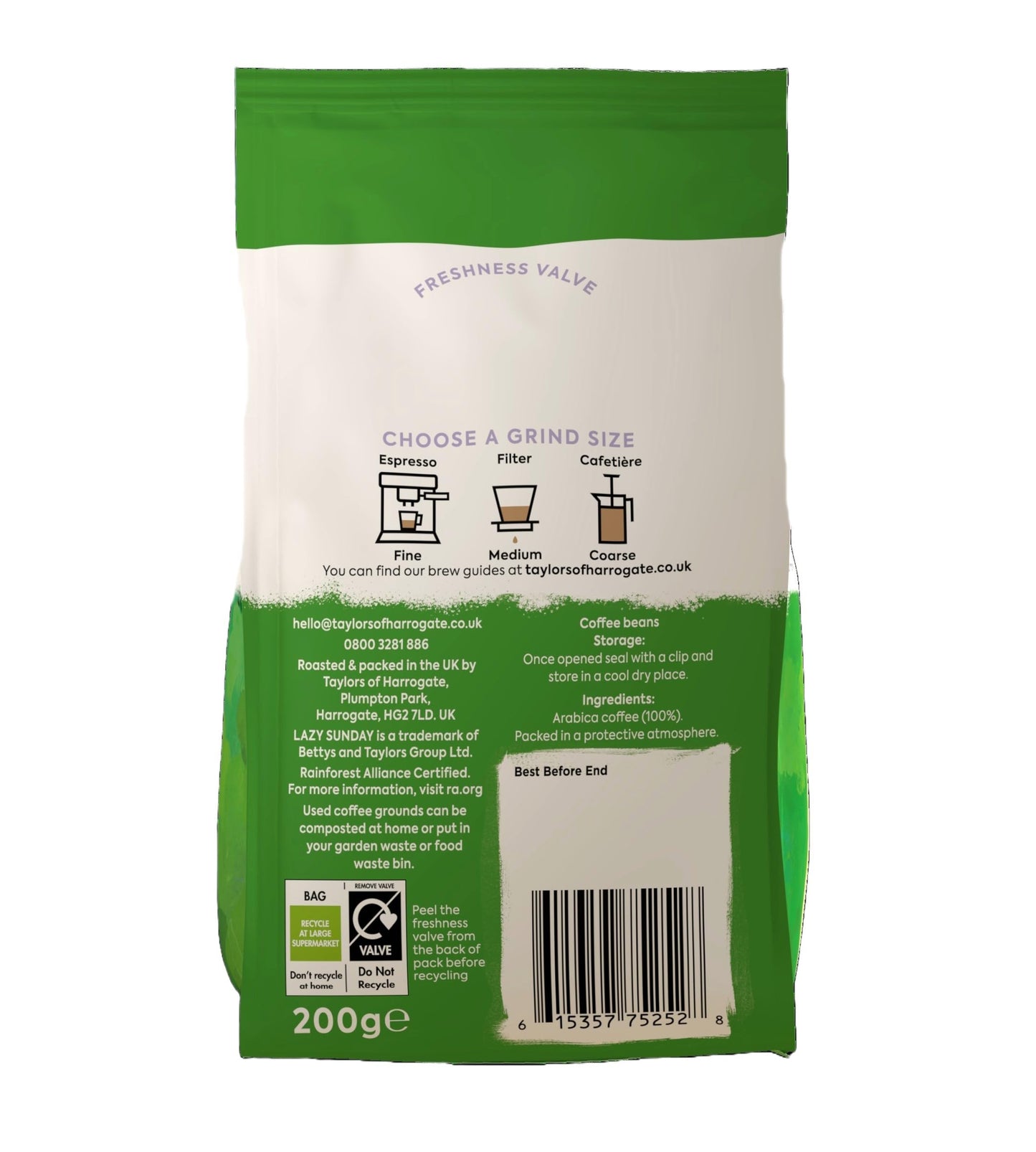 Taylors of Harrogate Lazy Sunday Coffee Beans 200g