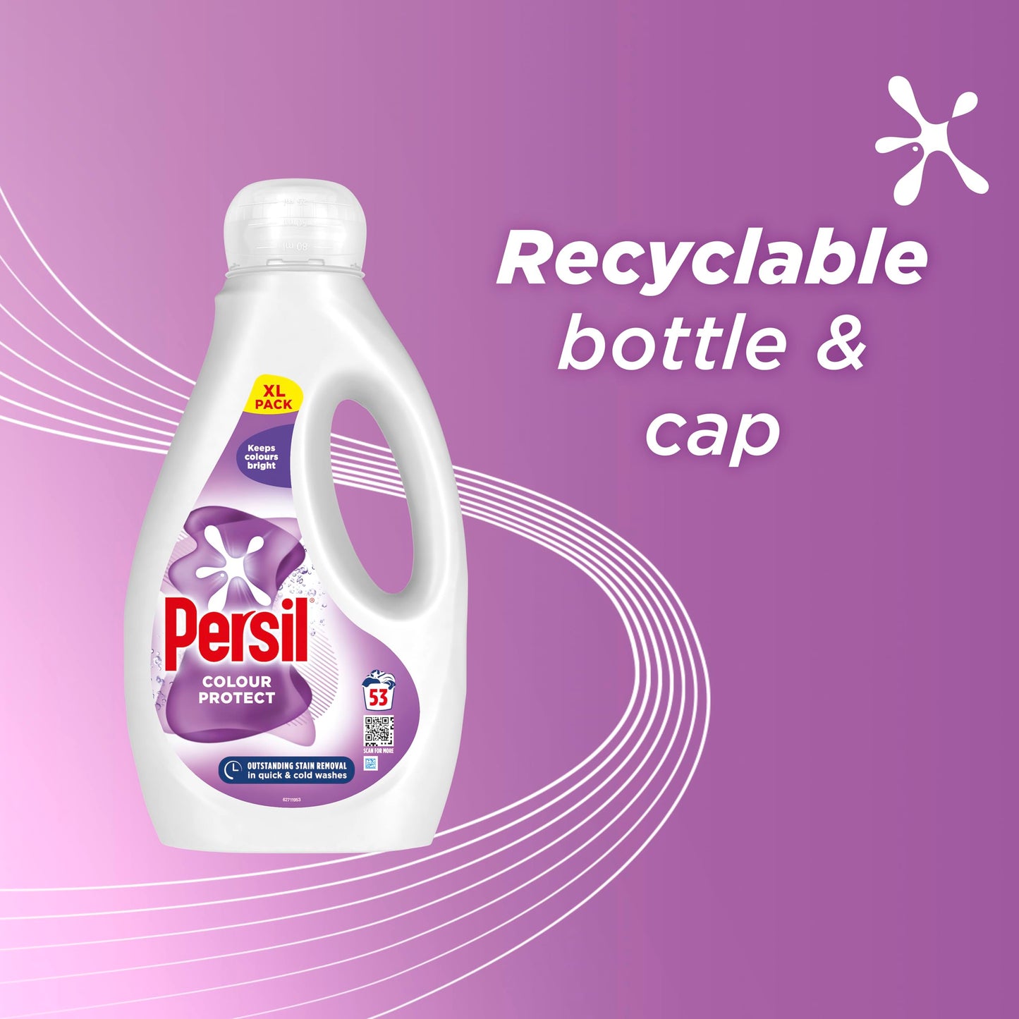 Persil Colour Laundry Washing Liquid Detergent keeps colours bright outstanding stain removal in quick & cold washes 53 washes (1.431 L)