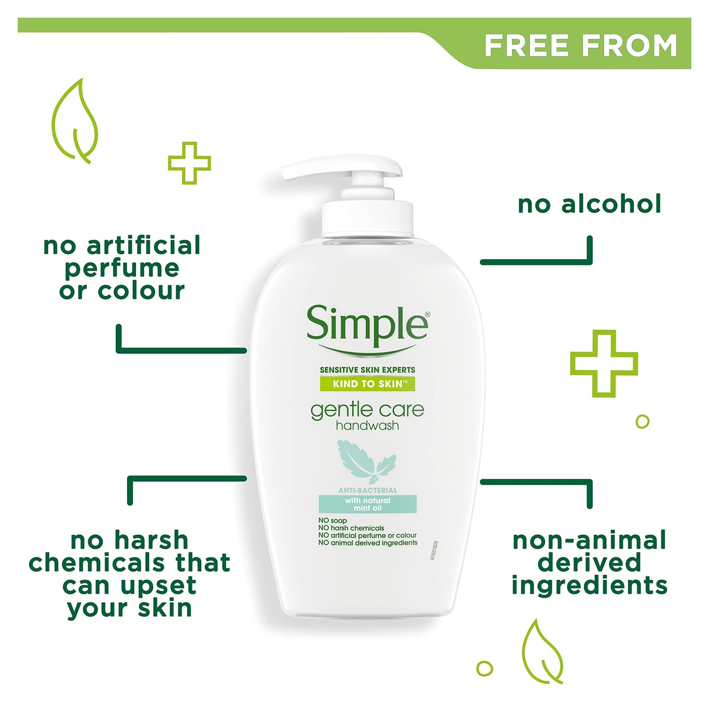 Simple Kind to Skin Gentle Care UK’s #1 facial skin care brand* Handwash hard on germs, gentle on hands 6 x 250 ml