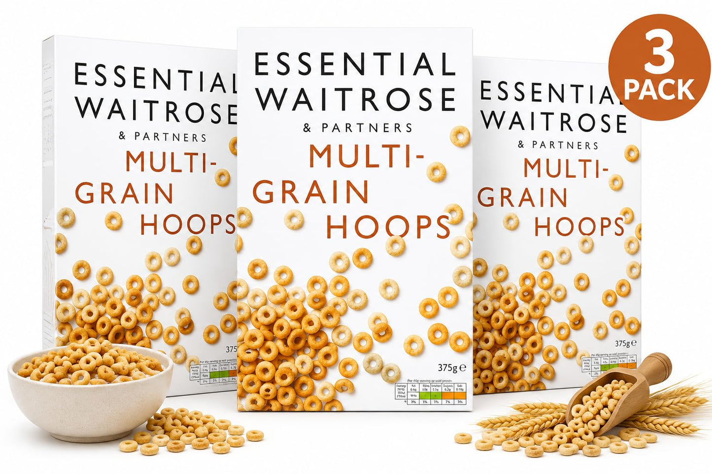 Essential Multigrain Hoops 375g, Pack of 3
