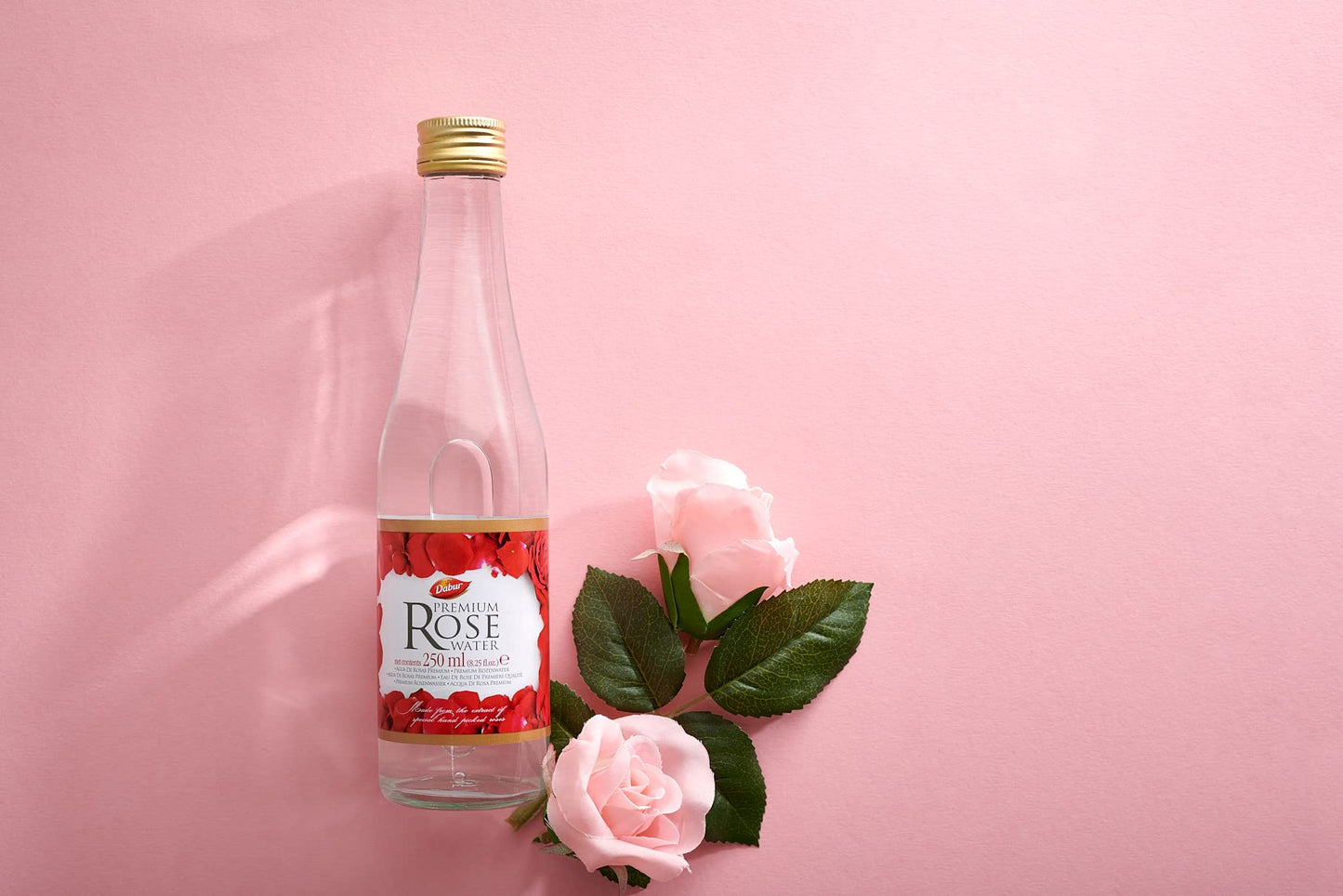 Dabur Premium Red Rose Water - 250 ml | 100% Natural Face Toner | Extract of Special Hand Picked Roses | Nourishing & Hydrating Components | For Face, Skin & Hair