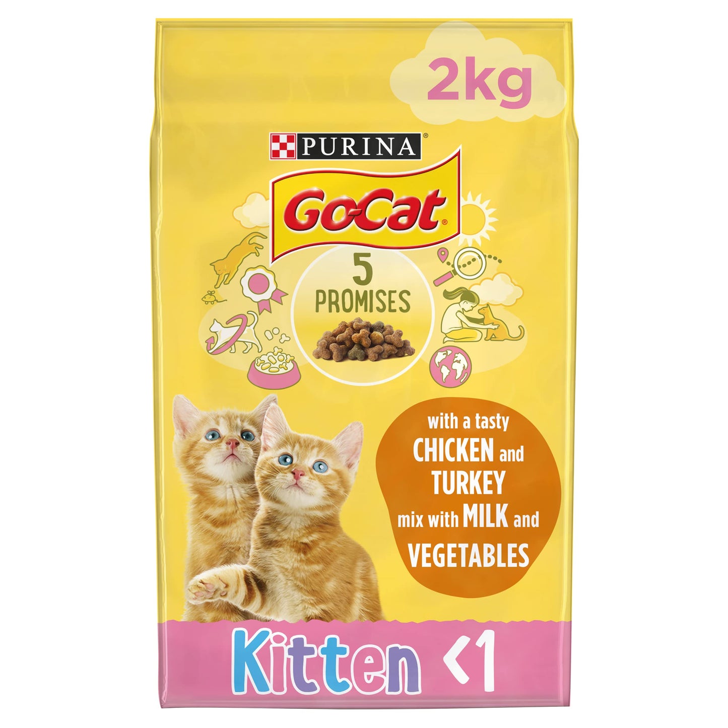 Go Cat Complete Kitten Dry Food with Chicken Milk and Vegetables, 2kg