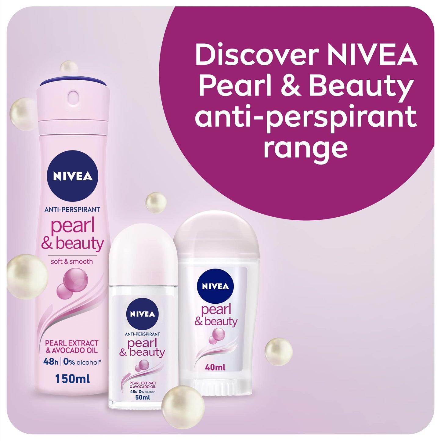 Nivea Pearl & Beauty Anti-Perspirant Stick 48h 40 ml / 1.3 oz