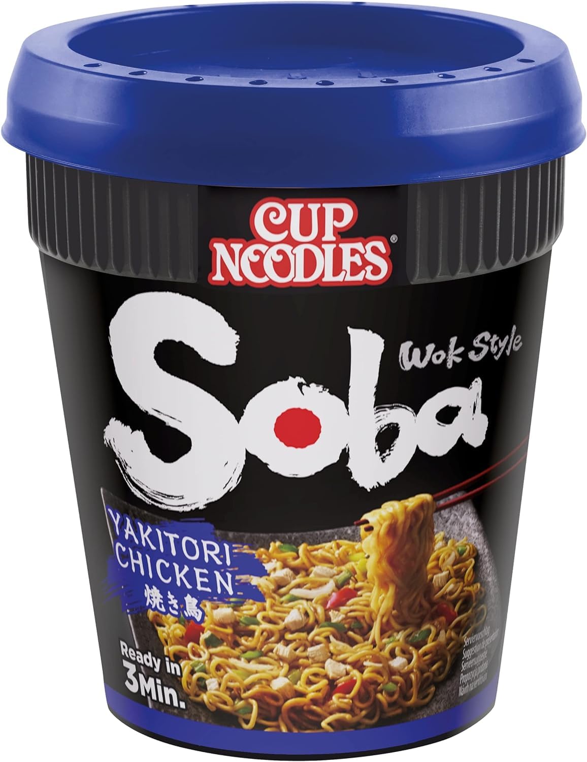 NISSIN Cup Noodles Soba Wok Style Sukiyaki Beef Flavoured Instant Noodles, 89 g Pot (Pack of 8)