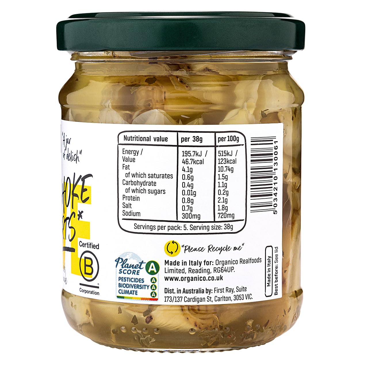 Realfoods by Organico Organic Artichoke Hearts 190g