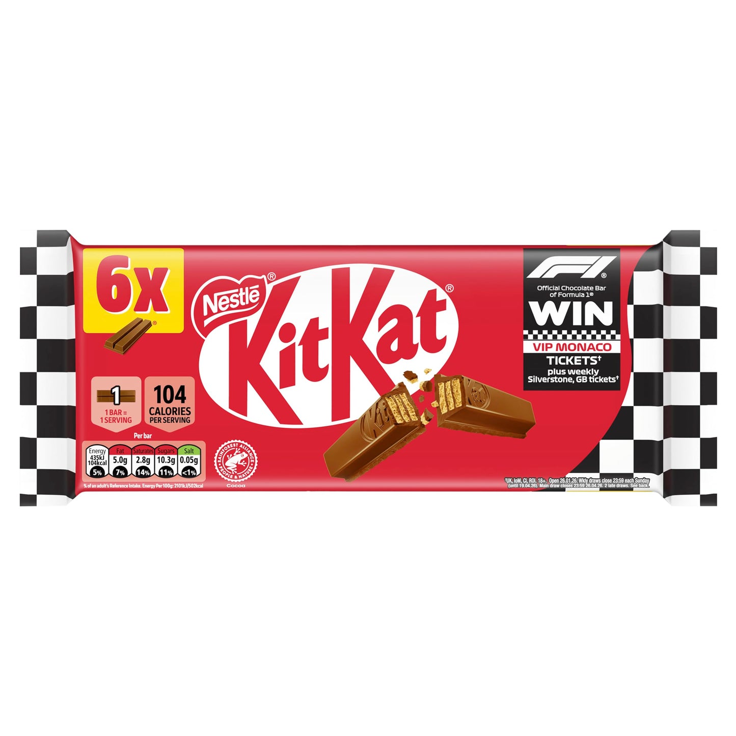 KitKat 2 Finger Milk Chocolate Biscuit Bar 6 Pack Multipack 124.2g