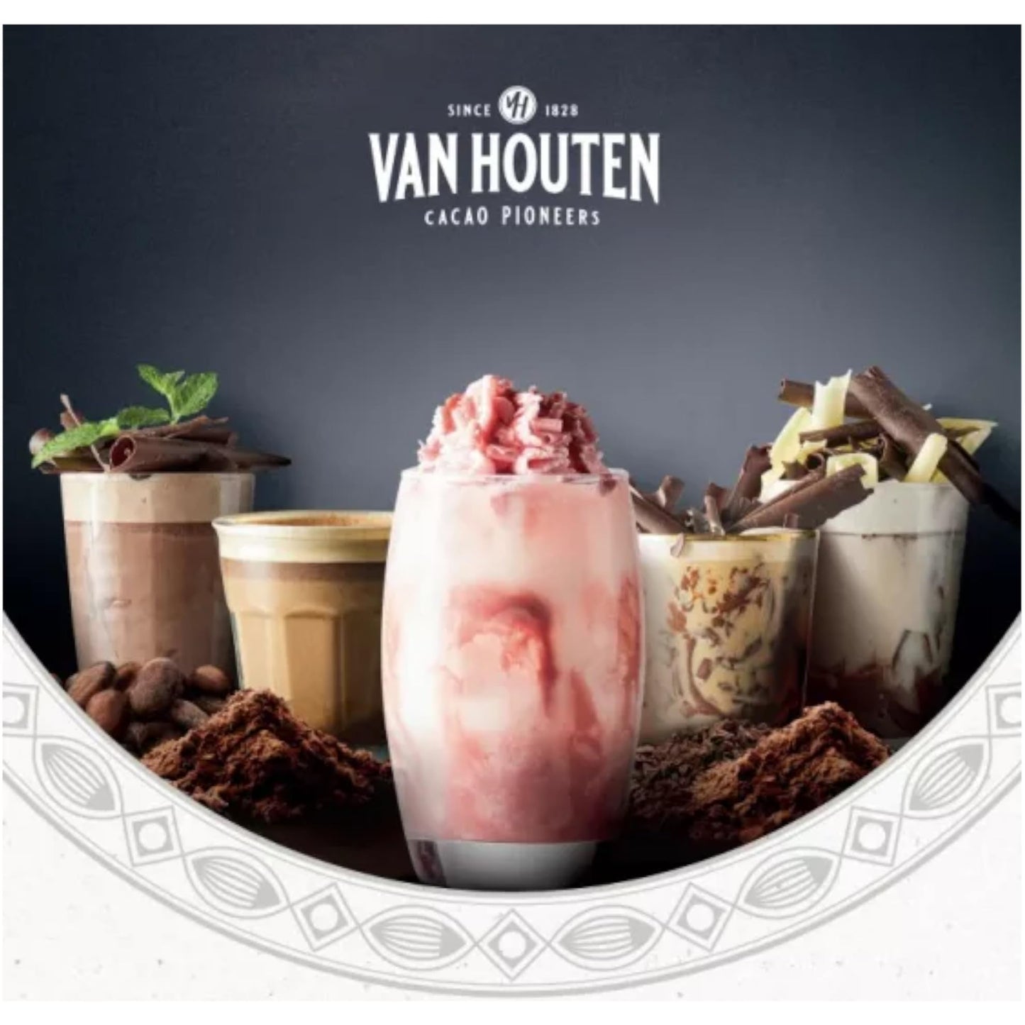 Van Houten Dark Ground Chocolate 1 x 1kg. 100% Chocolate. Serve Hot or Cold