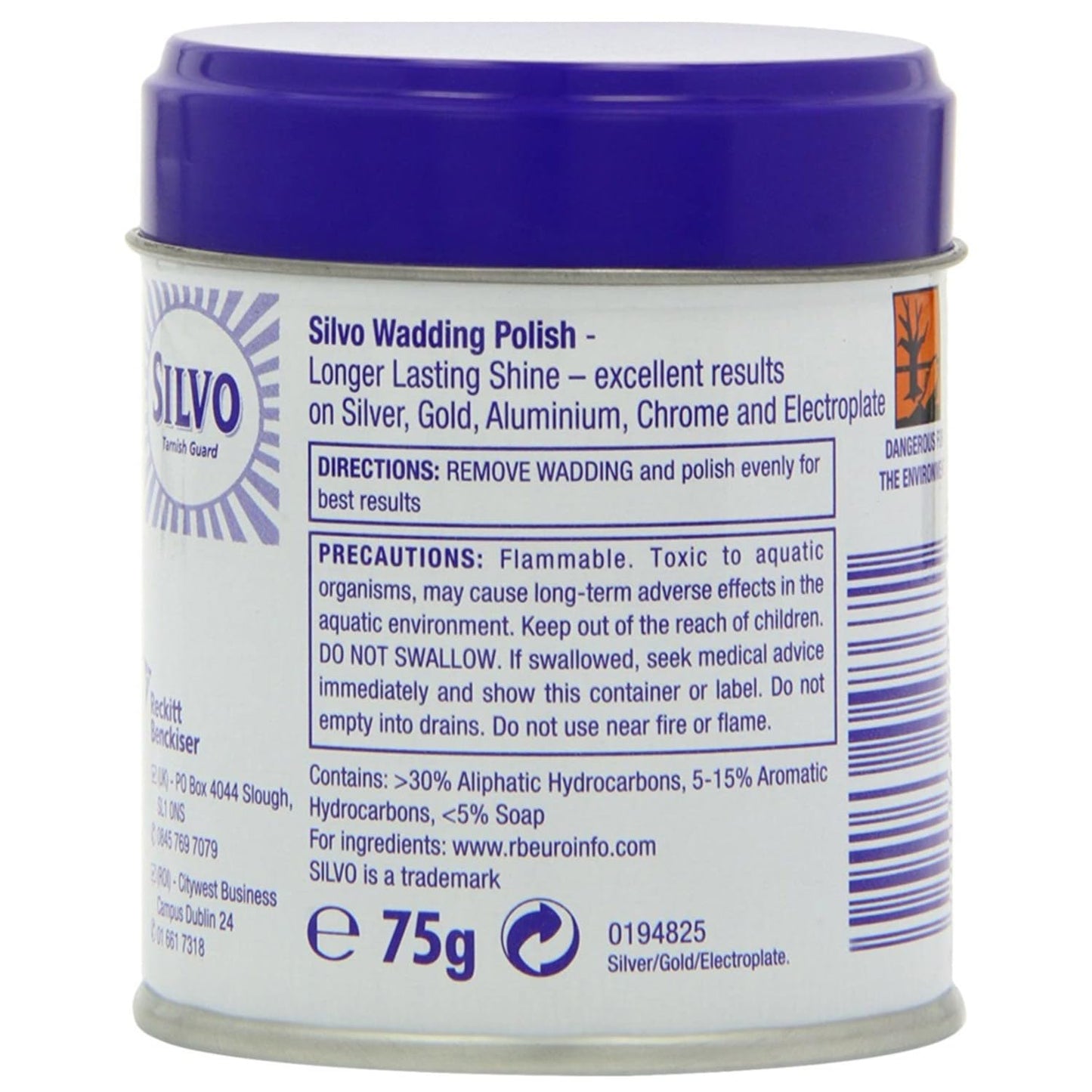Silvo Wadding Tarnish Guard, 75g – Ideal for Jewelry, Cutlery, Platters