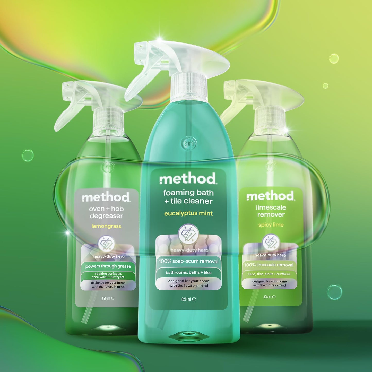 Method Oven & Hob Degreaser Spray, Cuts Burnt-On Grease, 828ml