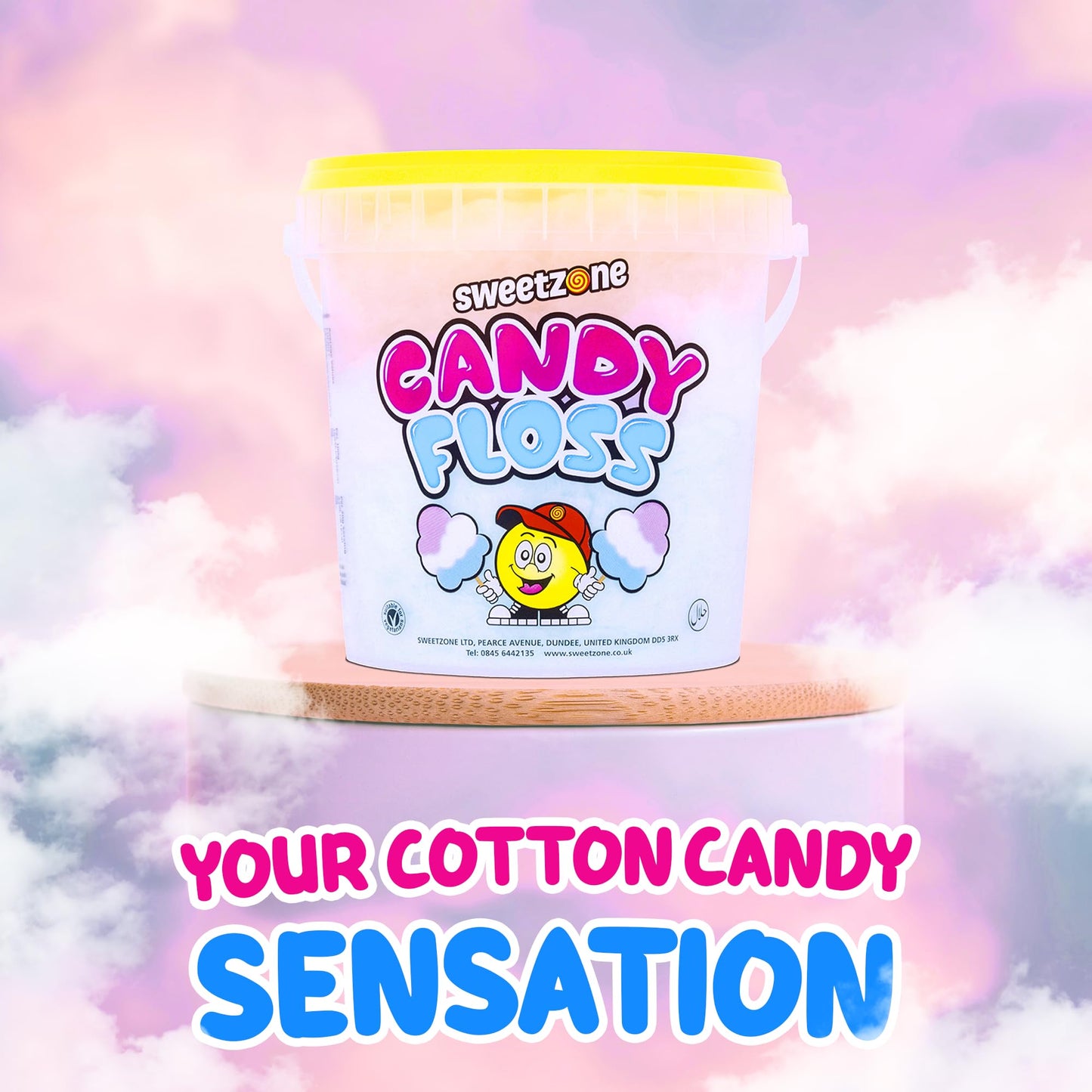 Sweetzone Candy Floss Halal Sweets Tub 50g x 6 Pack, Sweets Bulk, Retro Sweets, Cotton Sweets, Sweet Box, Bulk Sweets, Candy for Sweet Bags, Sweet Tub Delight, Bulk Candy