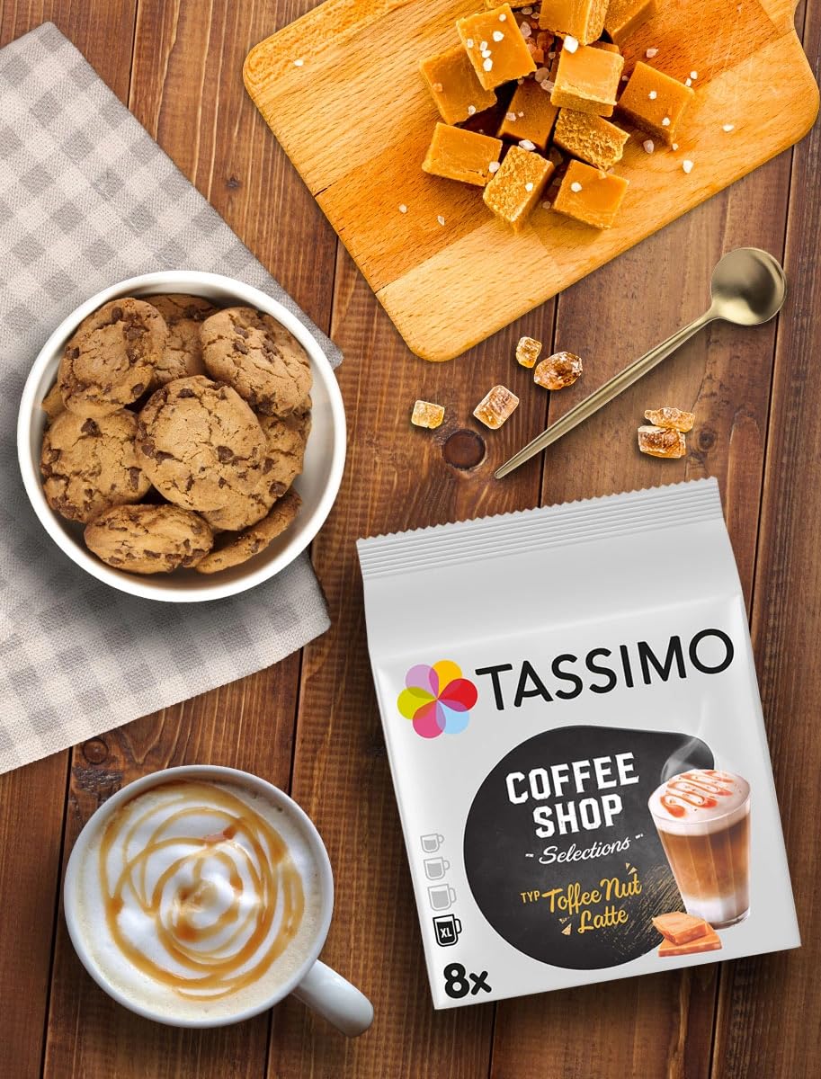 Tassimo Coffee Shop Selections Toffee Nut Latte Coffee Pods x8 (Pack of 2, Total 16 Pods)