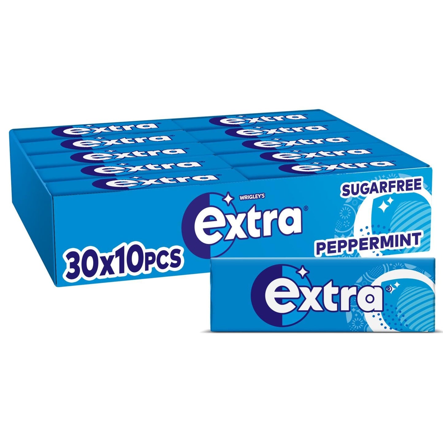 Wrigley's Extra Ice Spearmint Sugar Free Chewing Gum Bulk Multipack, 30 x 10 Pieces - Mint Gum With Microgranules - Air Travel Essentials, Festival Accessories & Road Trip Snacks
