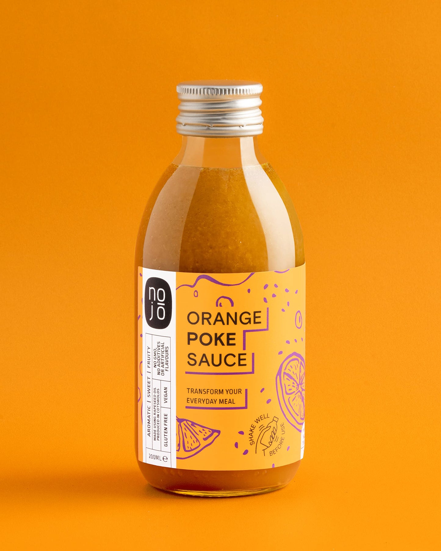 Poke Sauce with Orange Juice and Sesame Oil for Poke Bowl & Marinade | Non-GMO & No Added Sugar | Gluten Free, Nut-Free, Vegan | 200ml x 1 Recycled Glass Bottle I NOJŌ Orange Poke Sauce