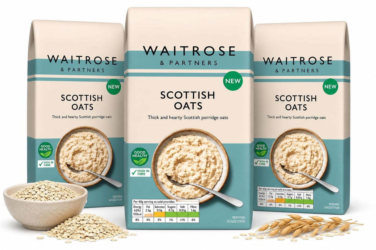 Waitrose Scottish Porridge Oats1Kg, Pack of 3