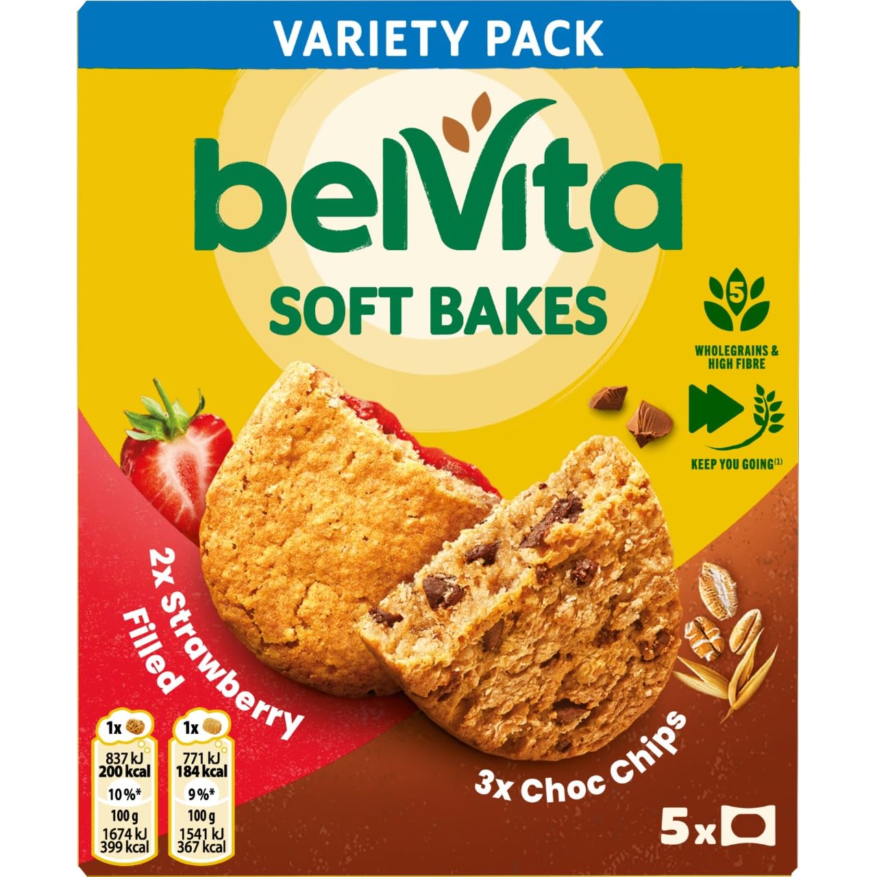 Belvita Softs Bakes, Strawberry Filled & Choc Chips 250 g (Pack of 1)